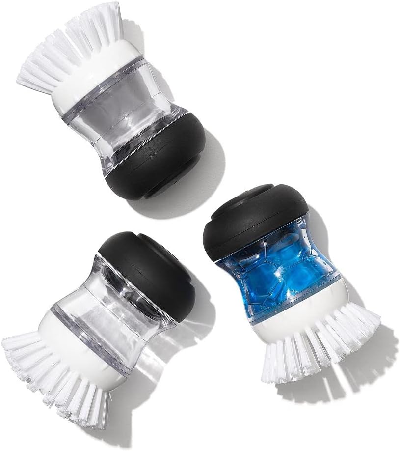 OXO Good Grips Soap Dispensing Palm Brush, Black/Clear/White