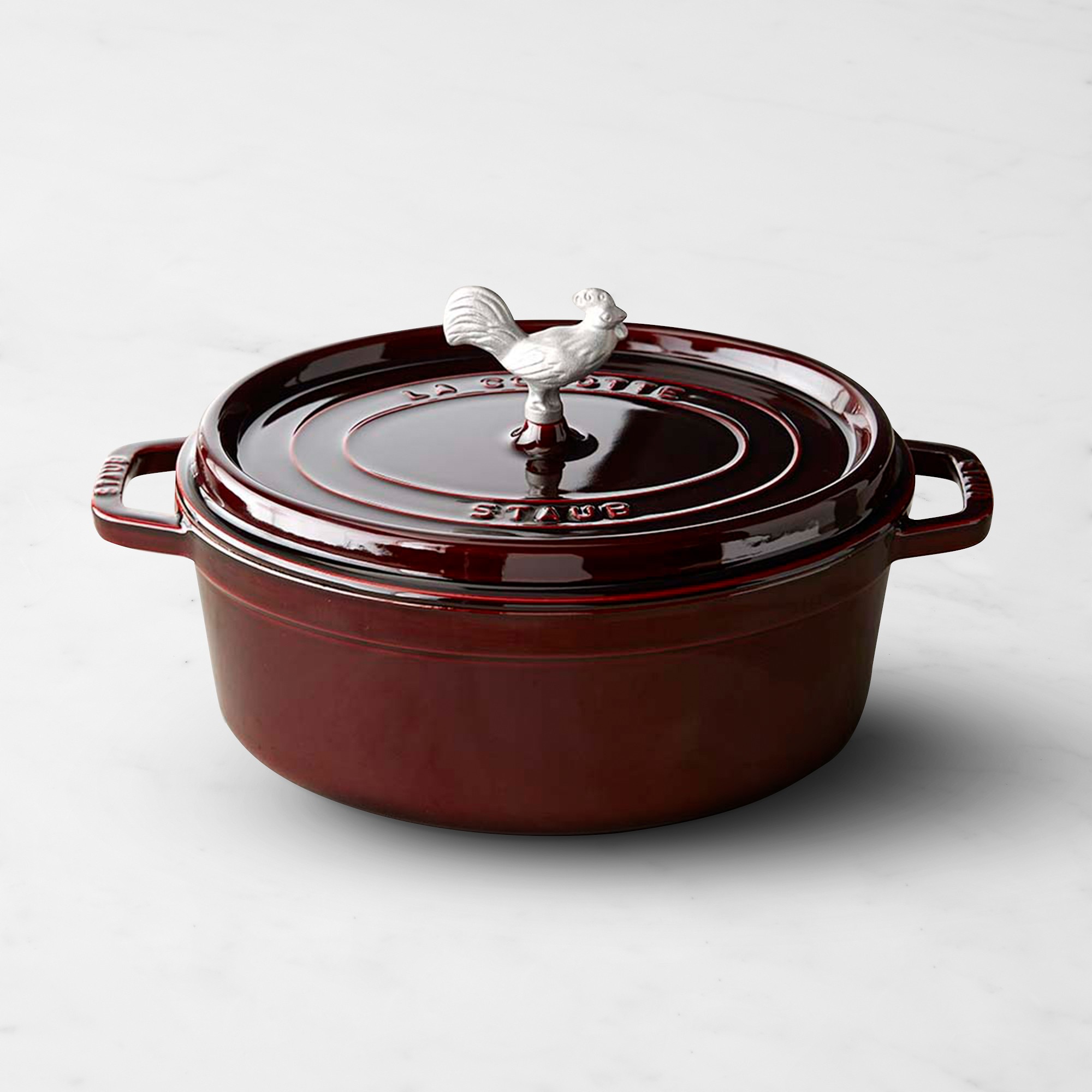 Staub Enameled Cast Iron Oval Dutch Oven, 5 3/4-Qt. with Animal Knob