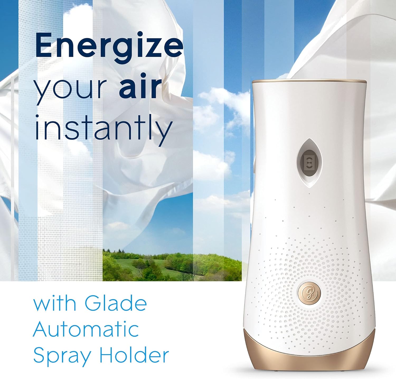 Glade Automatic Spray Refill and Holder Kit, Air Freshener for Home and Bathroom, Clean Linen, 6.2 Oz, 2 Count