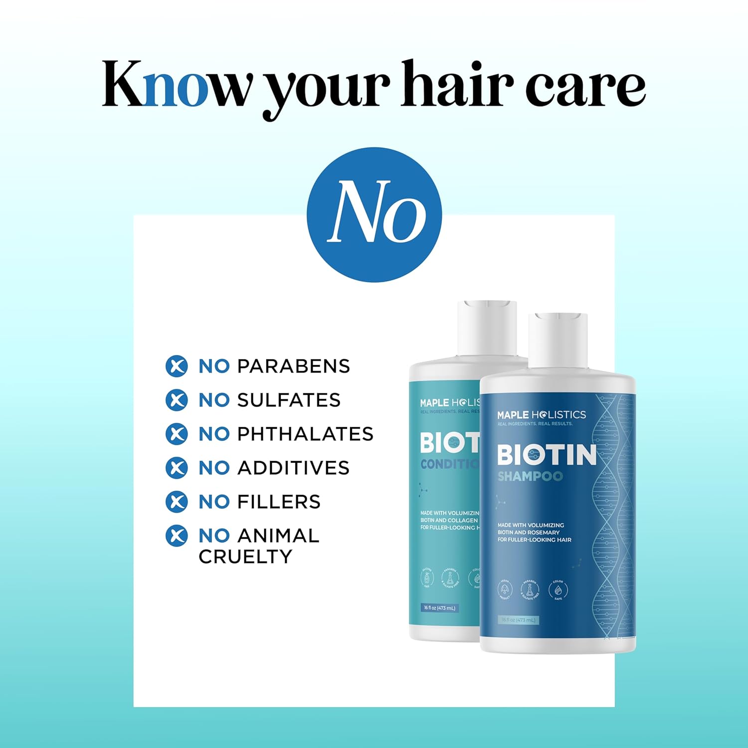 Volumizing Biotin Shampoo and Conditioner Set - Sulfate Free Shampoo and Conditioner for Dry Damaged Hair Care - Thinning Hair Shampoo and Conditioner with Nourishing Biotin and Rosemary Oil (8oz)