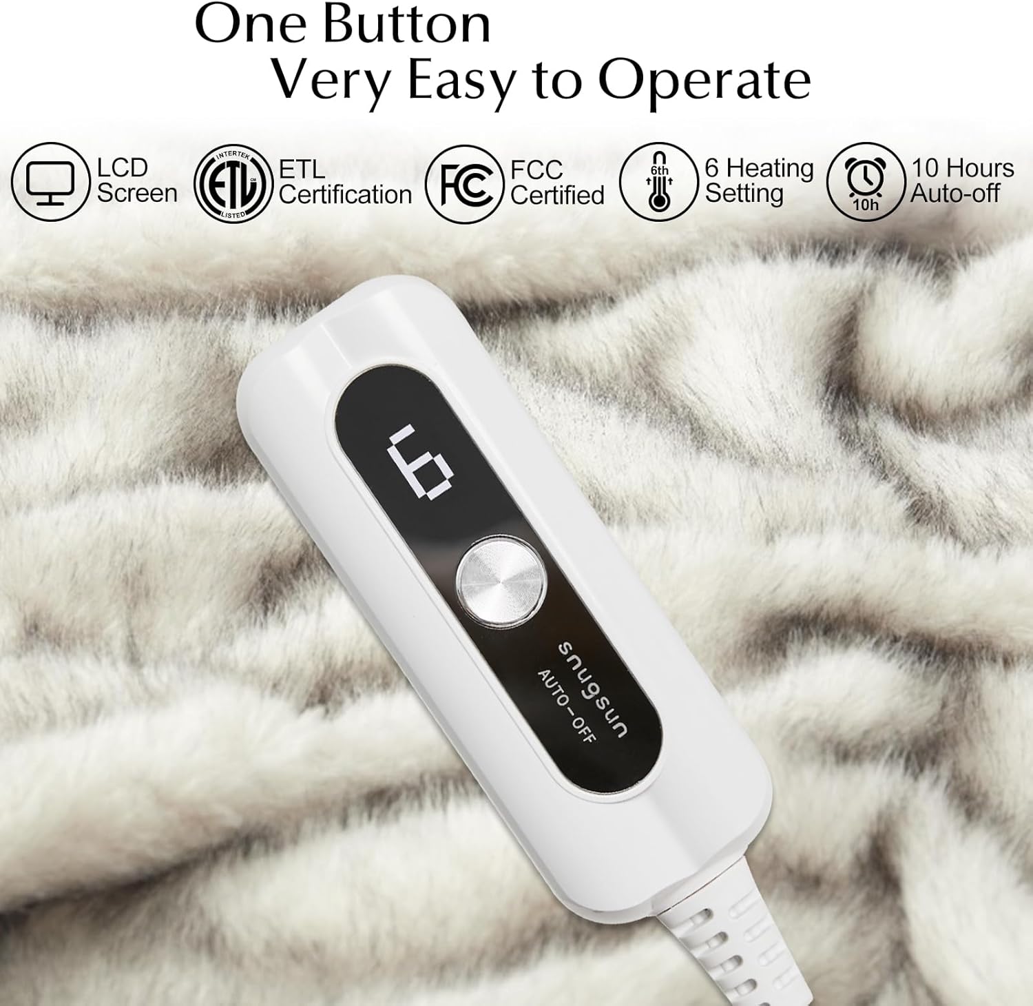 Heated Blanket Throw Size, Soft and Cozy Electric Heating Blanket for Bed, Automatic Safety System 6 Heating Levels & 4 Hours Auto-Off, 50