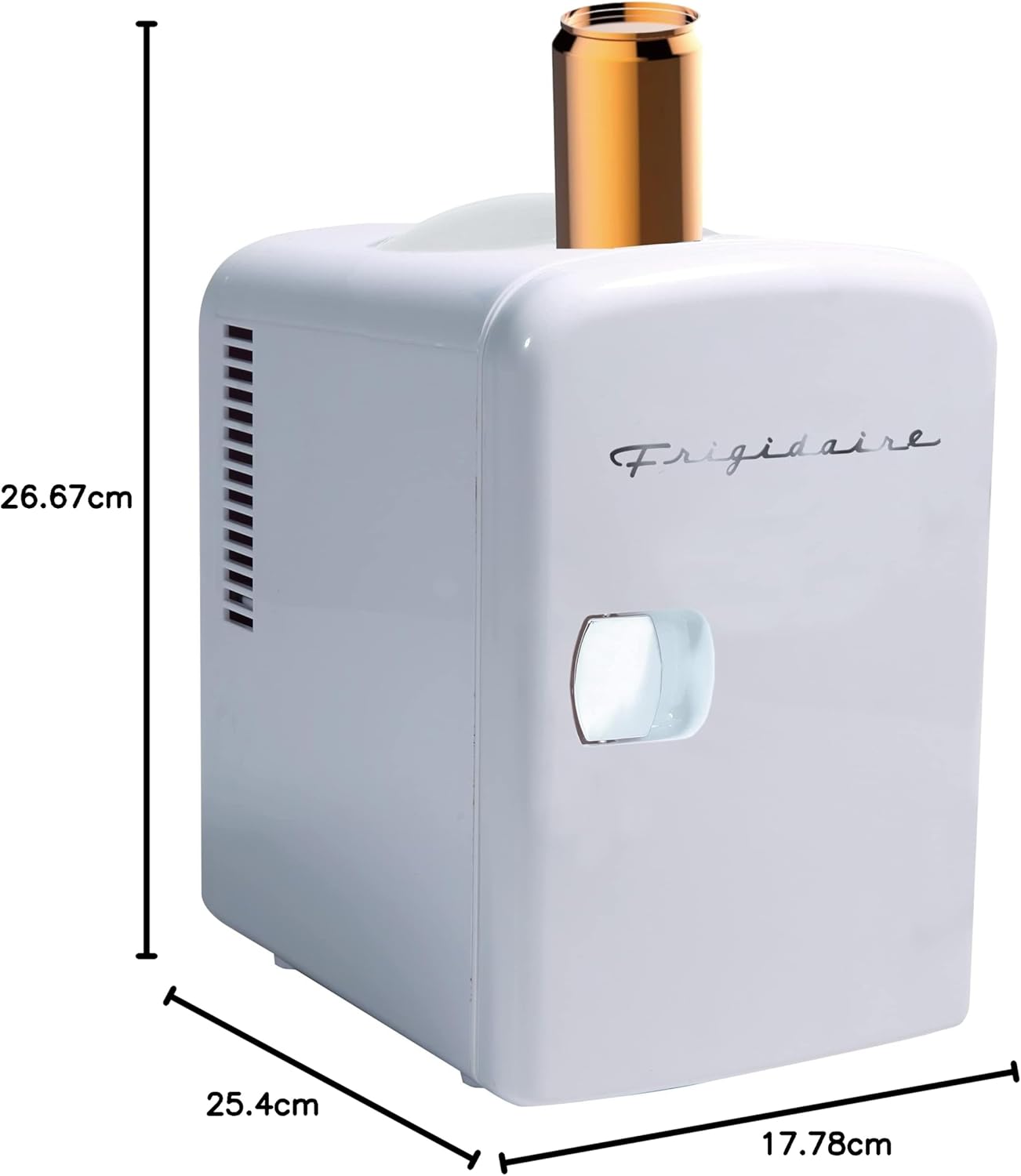 Frigidaire Mini Portable Compact Personal Fridge Cooler, 4 Liter Capacity Chills Six 12 oz Cans, 100% Freon-Free & Eco Friendly, Includes Plugs for Home Outlet & 12V Car Charger – Black