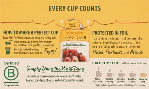 Bigelow Tea Lemon Ginger plus Probiotics Herbal Tea, Caffeine Free Tea with Lemon and Ginger, 18 Count Box (Pack of 6), 108 Total Tea Bags