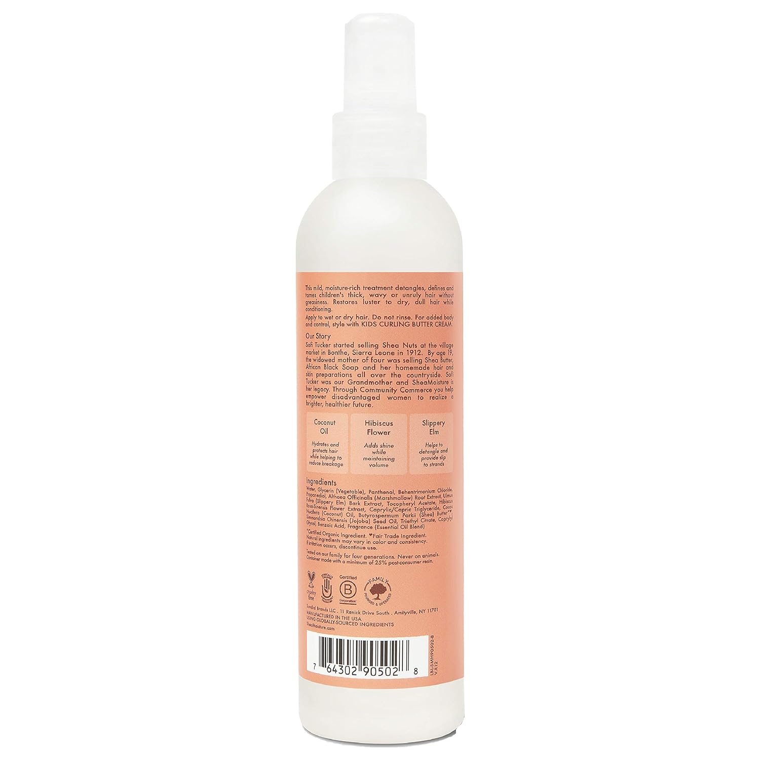 Sheamoisture Kids Extra Moisturizing Detangler for Curly Hair Coconut and Hibiscus Kids Detangler with Shea Butter 8 oz