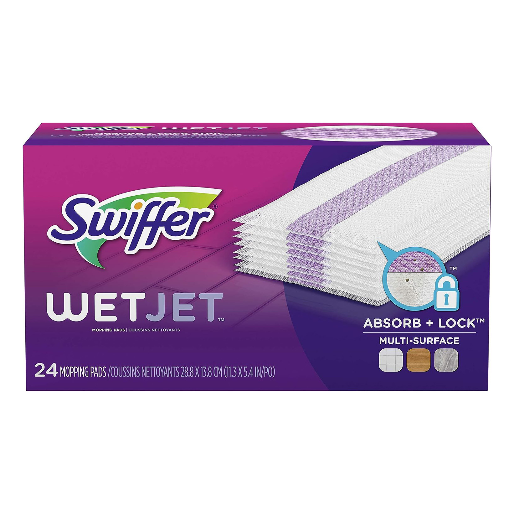 Swiffer WetJet Hardwood Floor Cleaner Spray Mop Pad Refill, Multi Surface, 24 Count