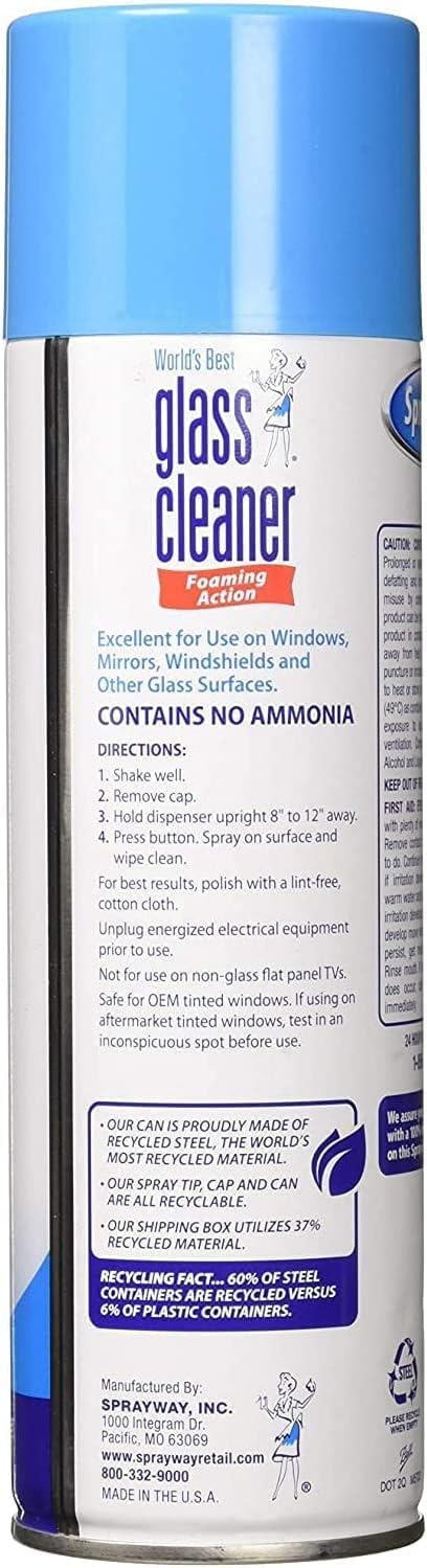 The Award Box Spraiway Glass Cleaner Foam Action Cleaner 19 oz. with Cleaning Cloth in Packaging (3 Pack)