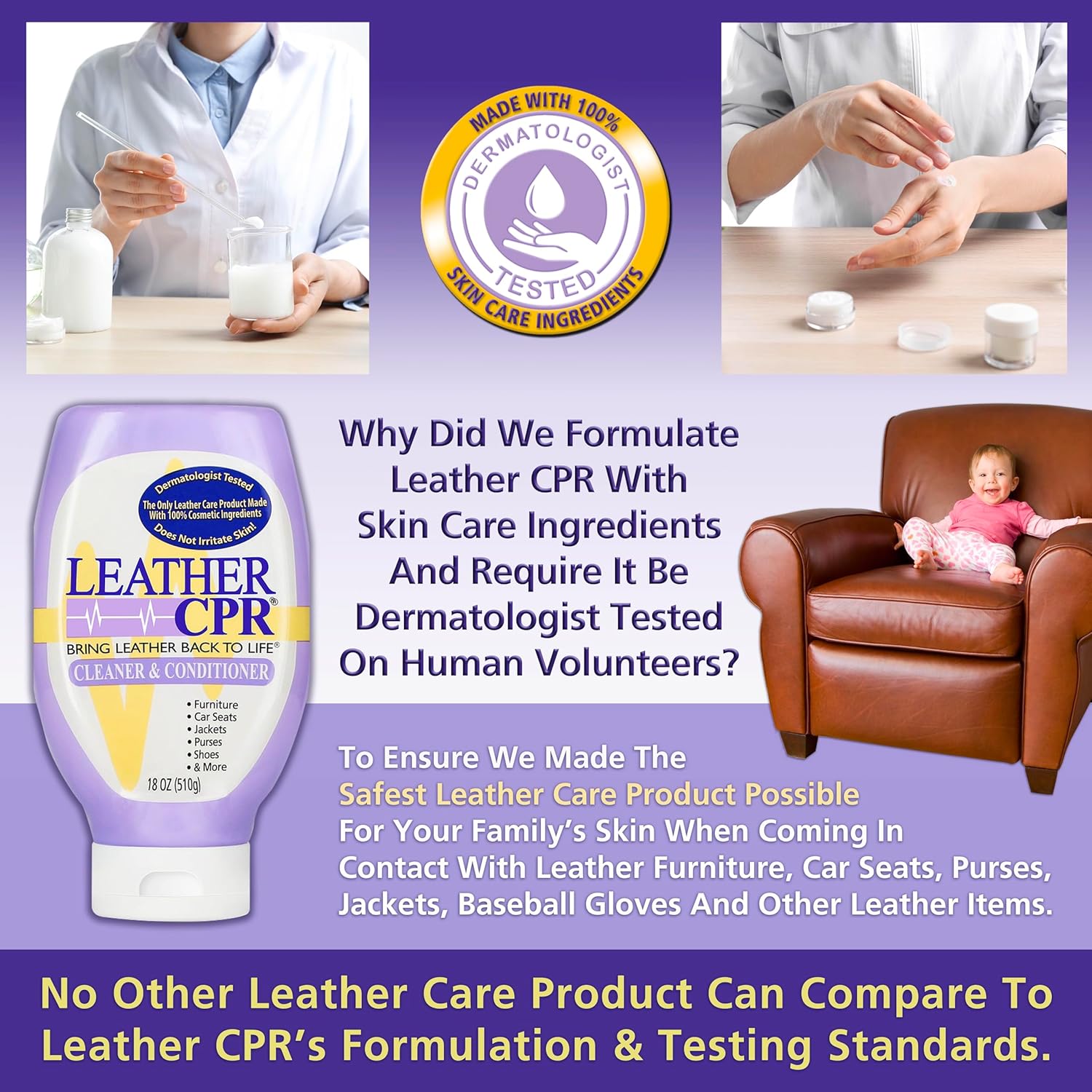 Leather CPR Leather Cleaner And Conditioner For Furniture, Car Interiors, And Leather Products, No-Fade Leather Couch Cleaner With Protectants, Non-Toxic Leather Couch Cleaner And Leather Protector