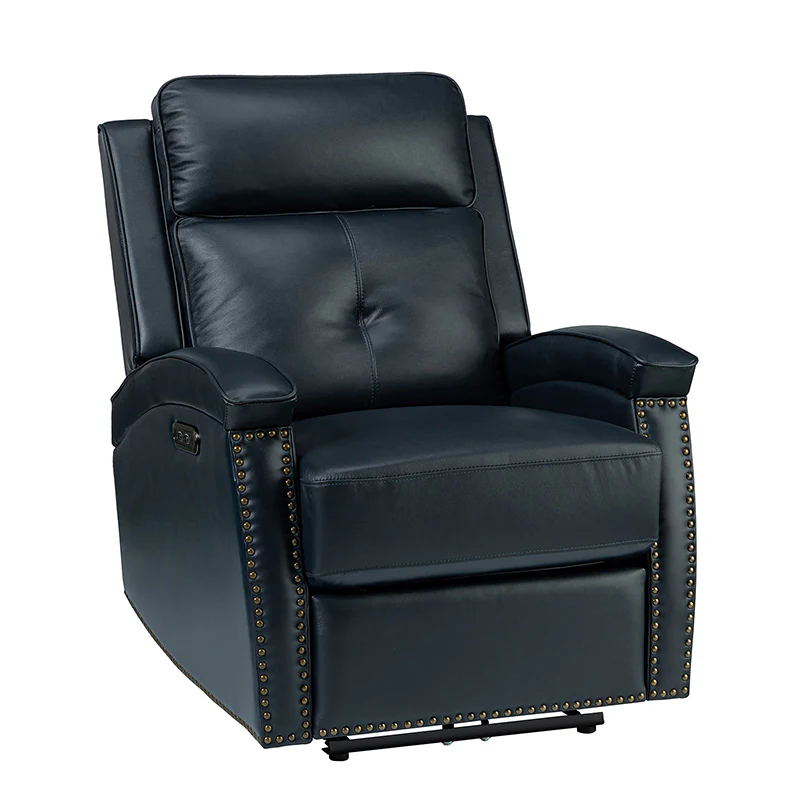 Stefan Genuine Leather Power Recliner with Nailhead Trim