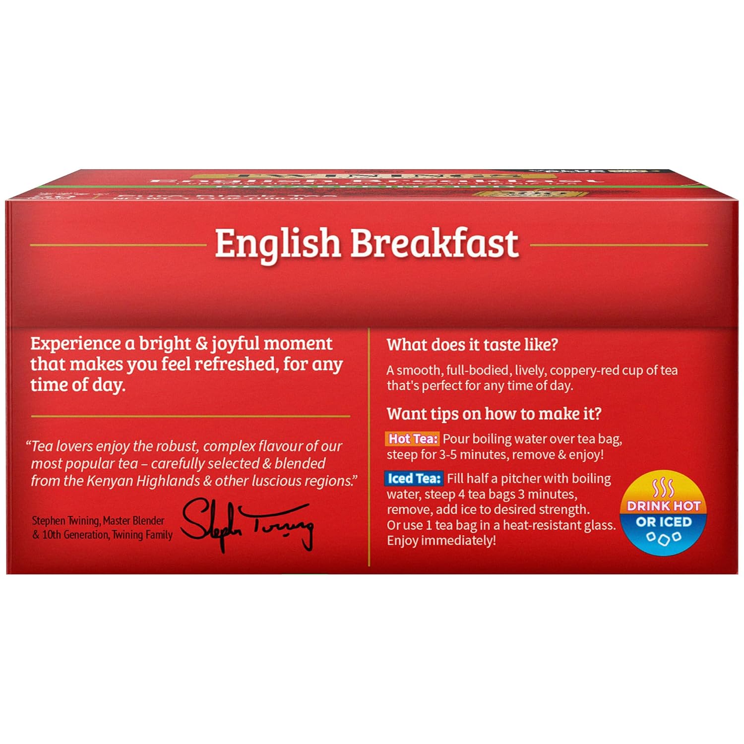 Twinings English Breakfast Black Tea Individually Wrapped Bags, 100 Count (Pack of 1), Smooth, Flavourful, and Robust, Caffeinated, Enjoy Hot or Iced | Packaging May Vary