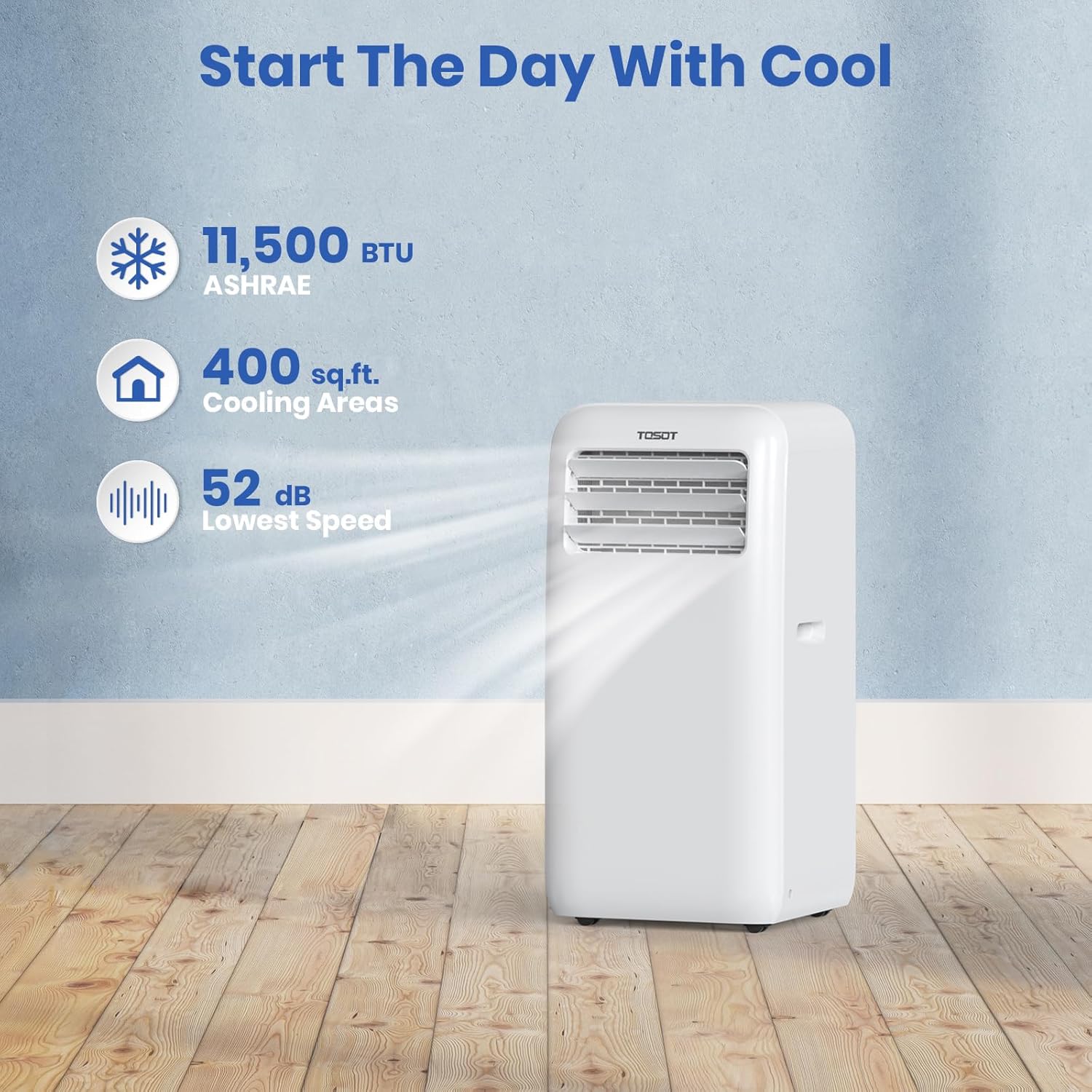 TOSOT 14,000BTU (9,600 BTU SACC) Smart WiFi Portable Air Conditioner with Heater, Powerful Cooling Auto Swing, Dehumidifier, Fan, 24H Timer for Large Room Up to 600 sq ft, AOMI Series