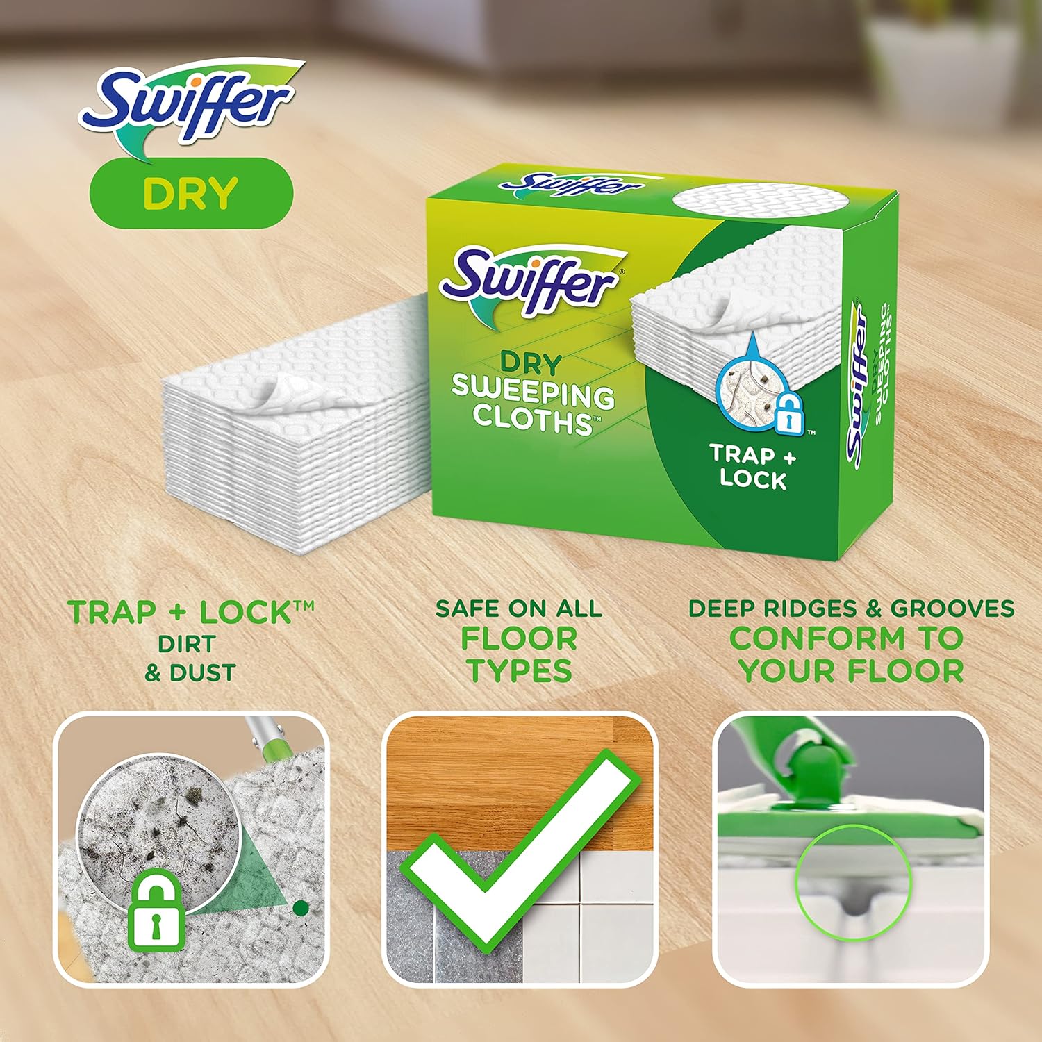 Swiffer Sweeper Dry Sweeping Cloth Refills, Gain Original, 32 Count