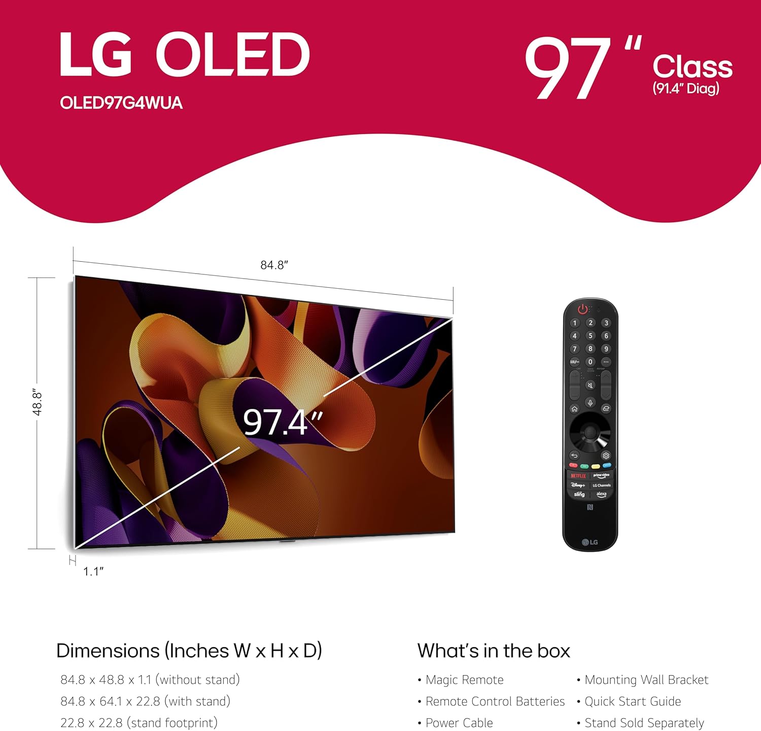LG 83-Inch Class OLED evo G4 Series Smart TV 4K Processor Flat Screen with Magic Remote AI-Powered with Alexa Built-in (OLED83G4WUA, 2024)