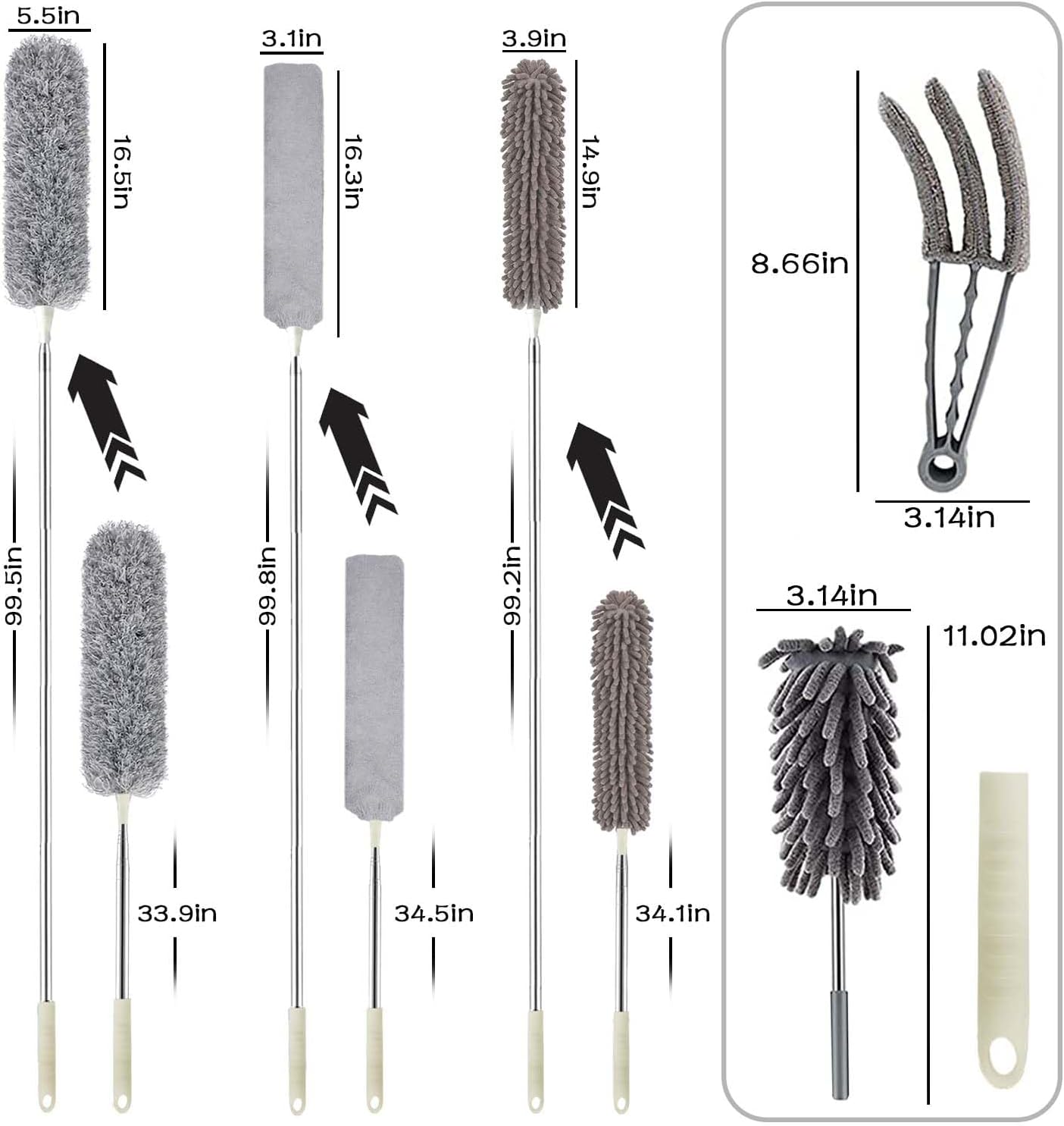 Microfibre Duster for high Ceilings, Duster for Cleaning Fan Cobweb, 100