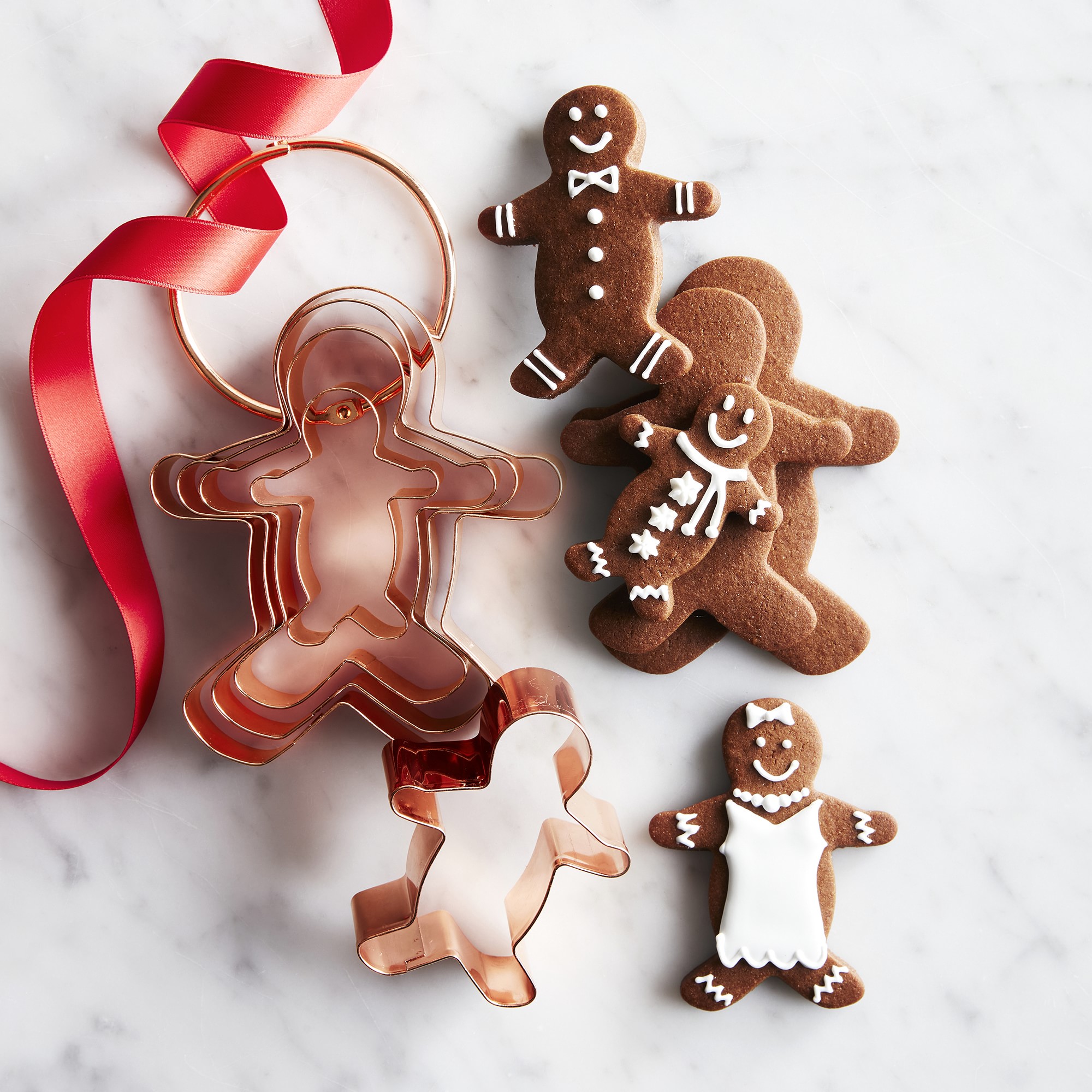 Williams Sonoma Copper Gingerbread Man Cookie Cutters on Ring, Set of 5