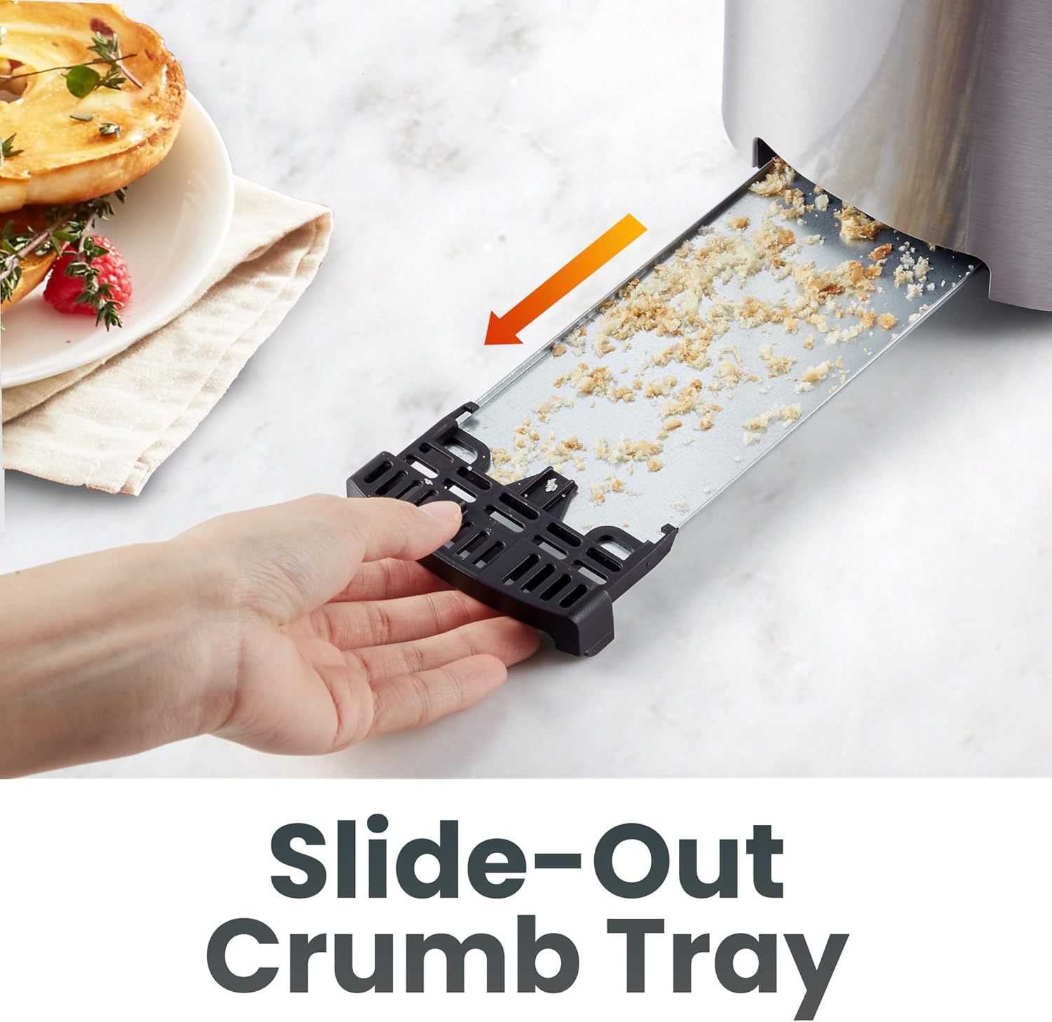 Elite Gourmet ECT-3100 Long Slot 4 Slice Toaster, Reheat, 6 Toast Settings, Defrost, Cancel Functions, Built-in Warming Rack, Extra Wide Slots for Bagels & Waffles, Stainless Steel & Black