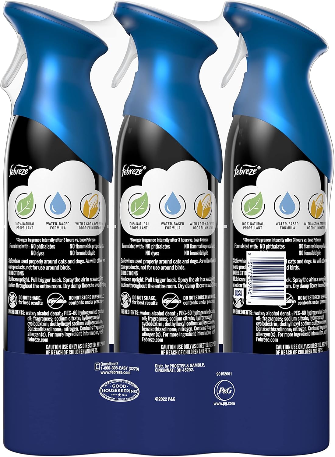 Febreze Unstopables Air Effects Odor-Fighting Air Freshener Fresh, 8.8 oz. Aerosol Can, Pack of 3