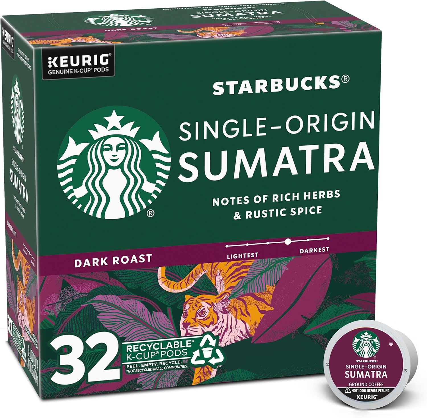 Starbucks K-Cup Coffee Pods, Dark Roast Coffee, French Roast for Keurig Brewers, 100% Arabica, 4 boxes (96 pods total)