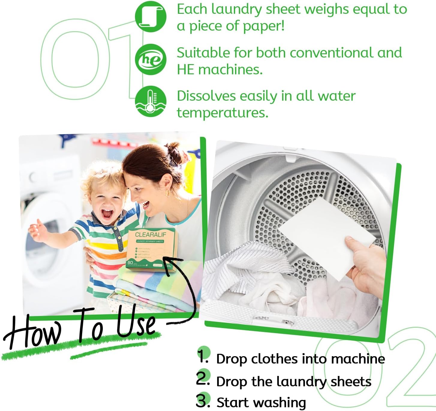 CLEARALIF Laundry Detergent Sheets Up to 160 Loads, Fresh Linen - Great For Travel,Apartments, Dorms,Laundry Detergent Strips Eco Friendly & Hypoallergenic