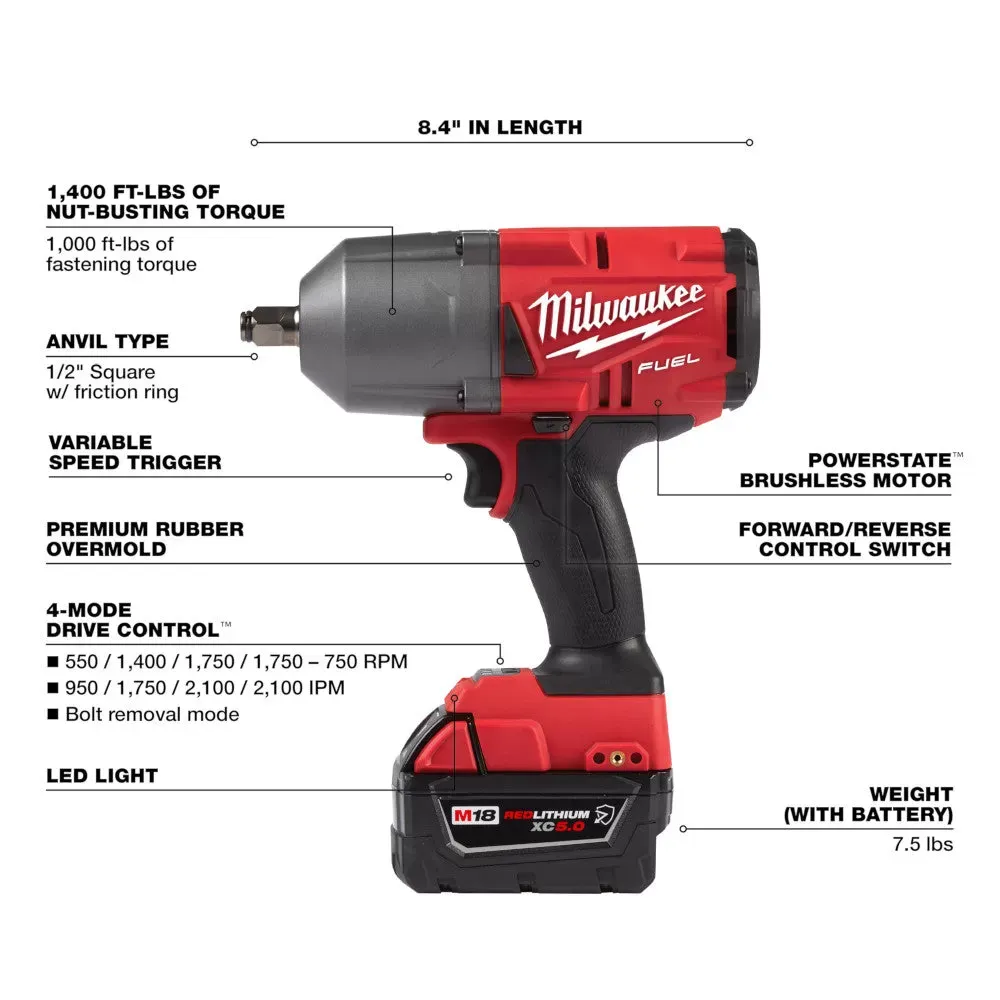Milwaukee Pre-Sale 2767-22GR M18 FUEL 18V High Tourque Impact Wrench / Grease Gun Kit