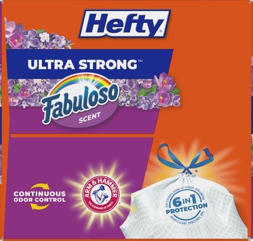 Hefty Ultra Strong Tall Kitchen Trash Bags, Lavender & Sweet Vanilla Scent, 13 Gallon, 80 Count