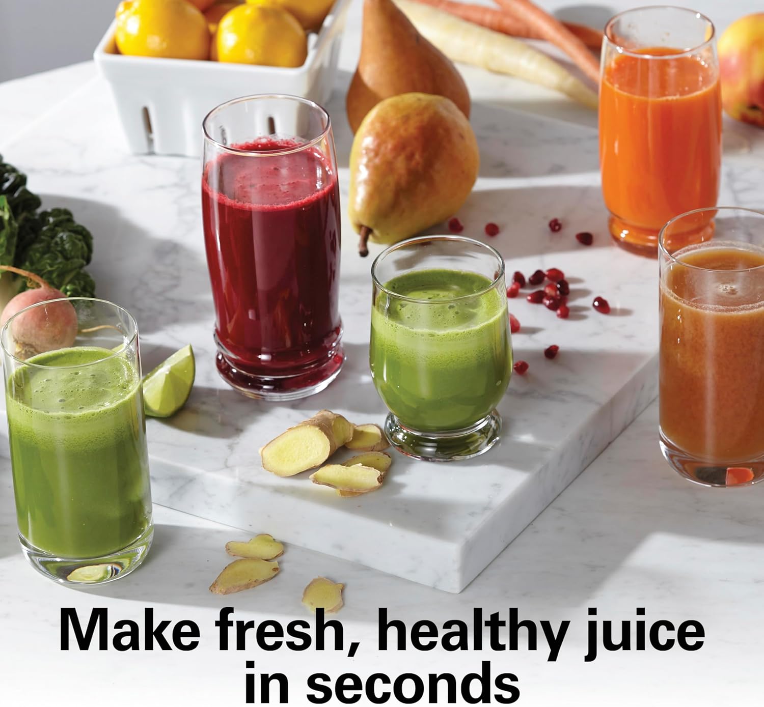 Hamilton Beach Juicer Machine, Big Mouth Large 3” Feed Chute for Whole Fruits and Vegetables, Easy to Clean, Centrifugal Extractor, BPA Free, 800W Motor, Black