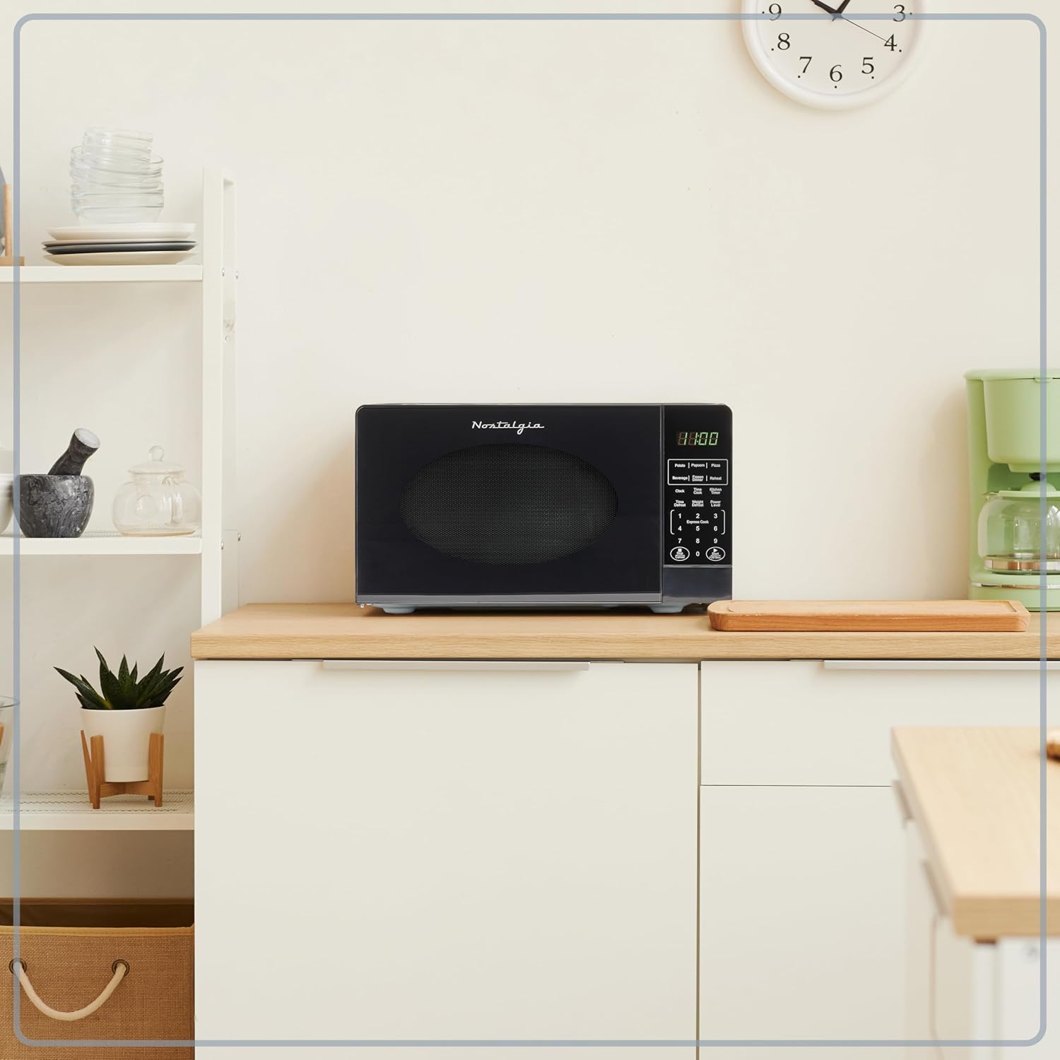 Nostalgia Retro Compact Countertop Microwave Oven - 0.7 Cu. Ft. - 700-Watts with LED Digital Display - Child Lock - Easy Clean Interior - Aqua