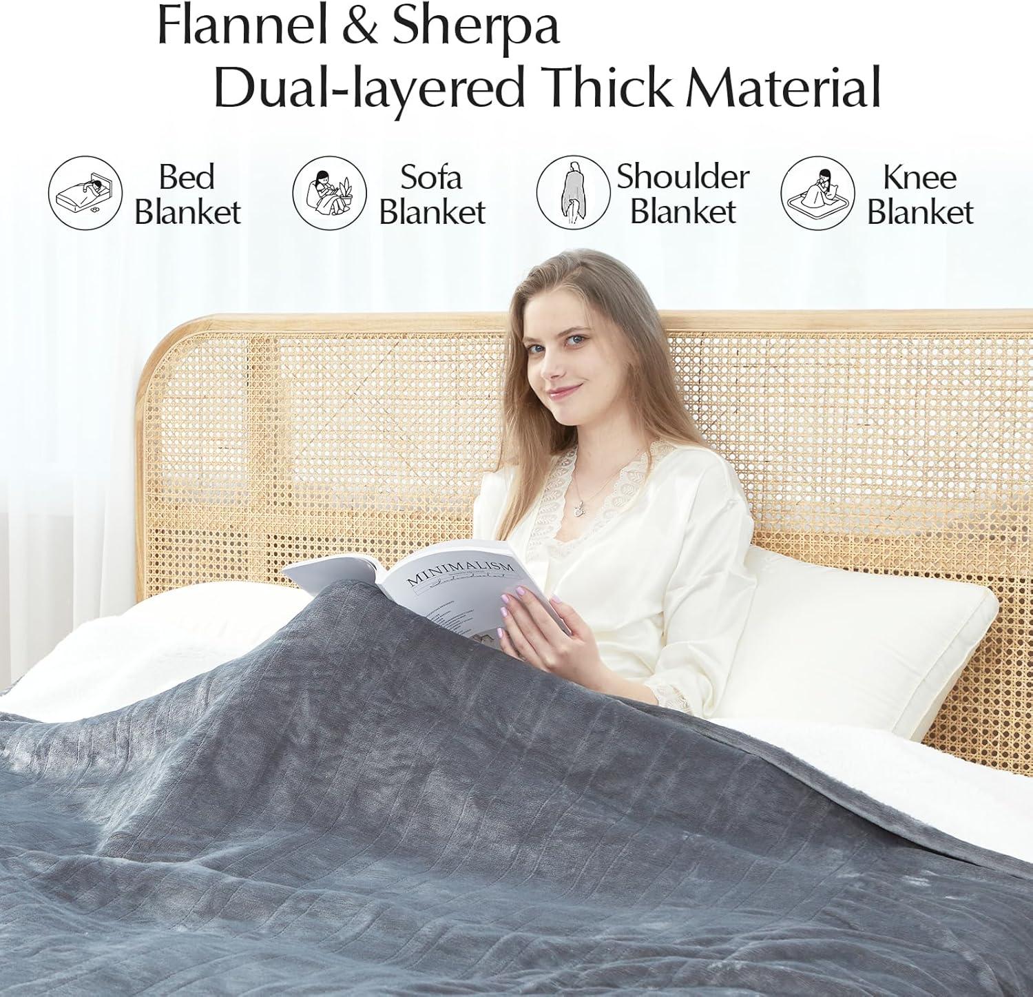 Heated Blanket Throw Size, Soft and Cozy Electric Heating Blanket for Bed, Automatic Safety System 6 Heating Levels & 4 Hours Auto-Off, 50