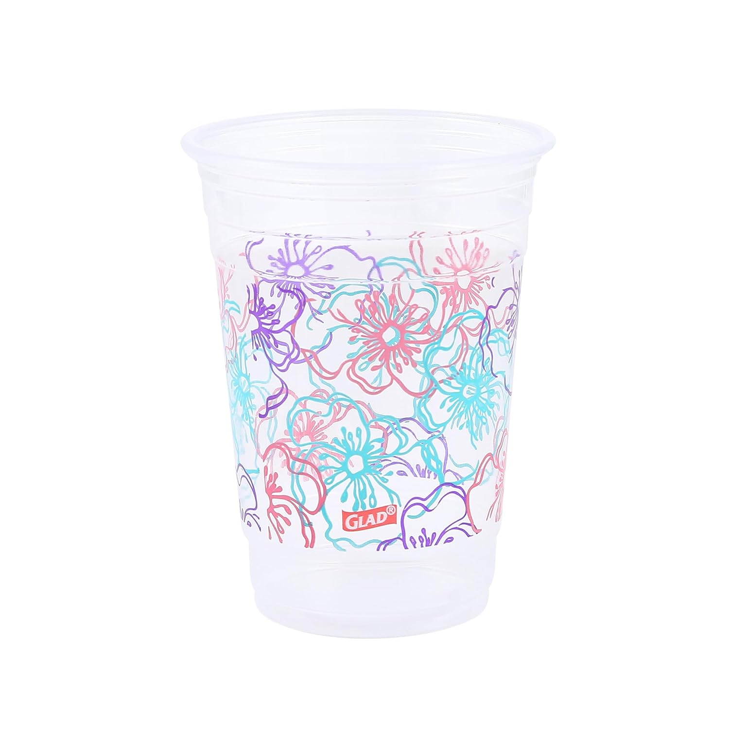 Glad Tabletop All Purpose Disposable Paper Cups with Purple Blue Flower Design for Everyday Use from, 12 Oz, 50 Count | Blue Flower Paper Cups, Floral Paper Drinking Cups