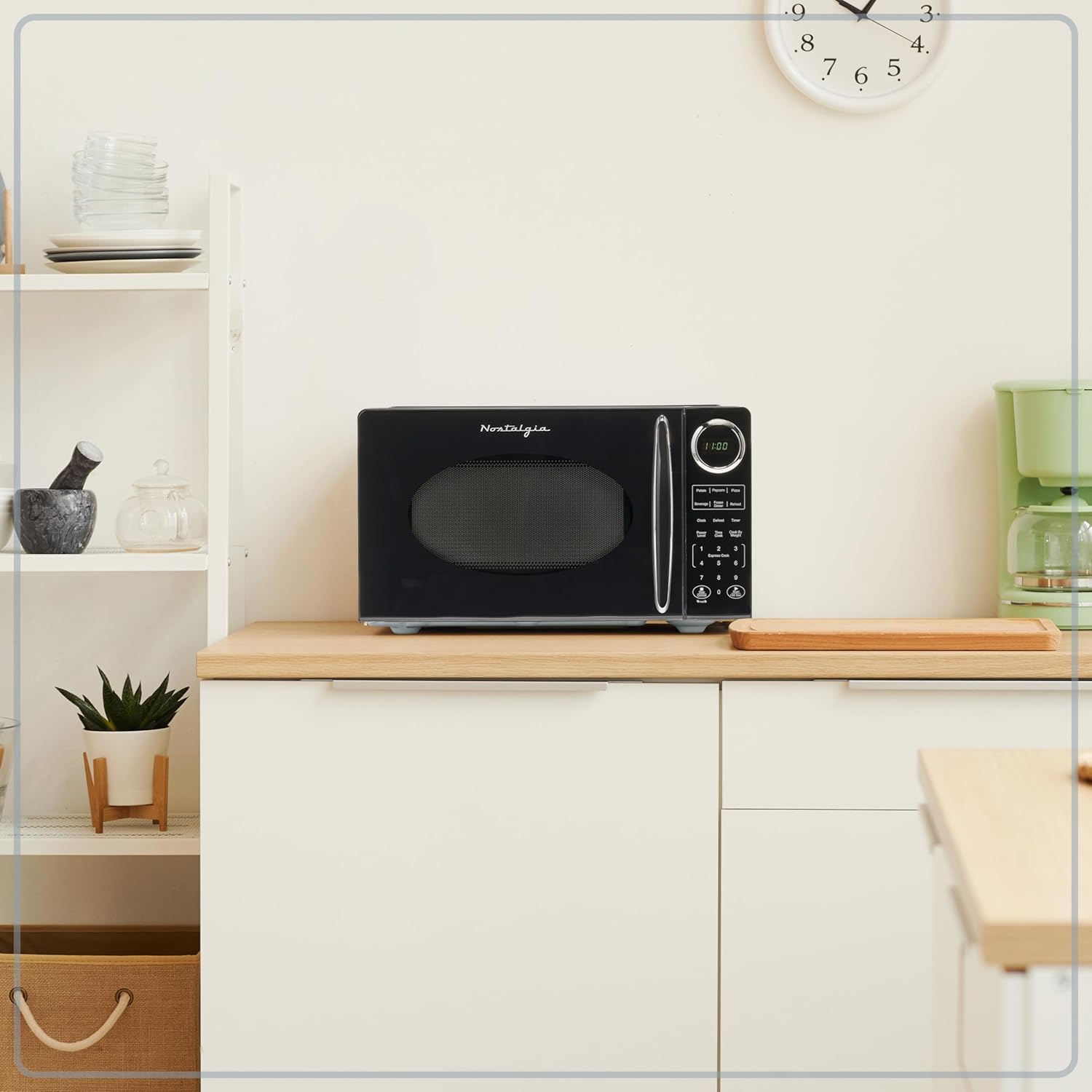 Nostalgia Retro Compact Countertop Microwave Oven - 0.7 Cu. Ft. - 700-Watts with LED Digital Display - Child Lock - Easy Clean Interior - Aqua