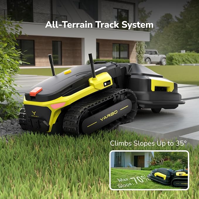 YARBO Robot Lawn Mower, Remote Control Robotic Lawnmower for Large Yard Up to 6 Acres, 70% Steep Slopes, AI Multi-Zone Mapping & 360° Obstacle Avoidance, RTK GPS, Modular Design, Perimeter Wire Free