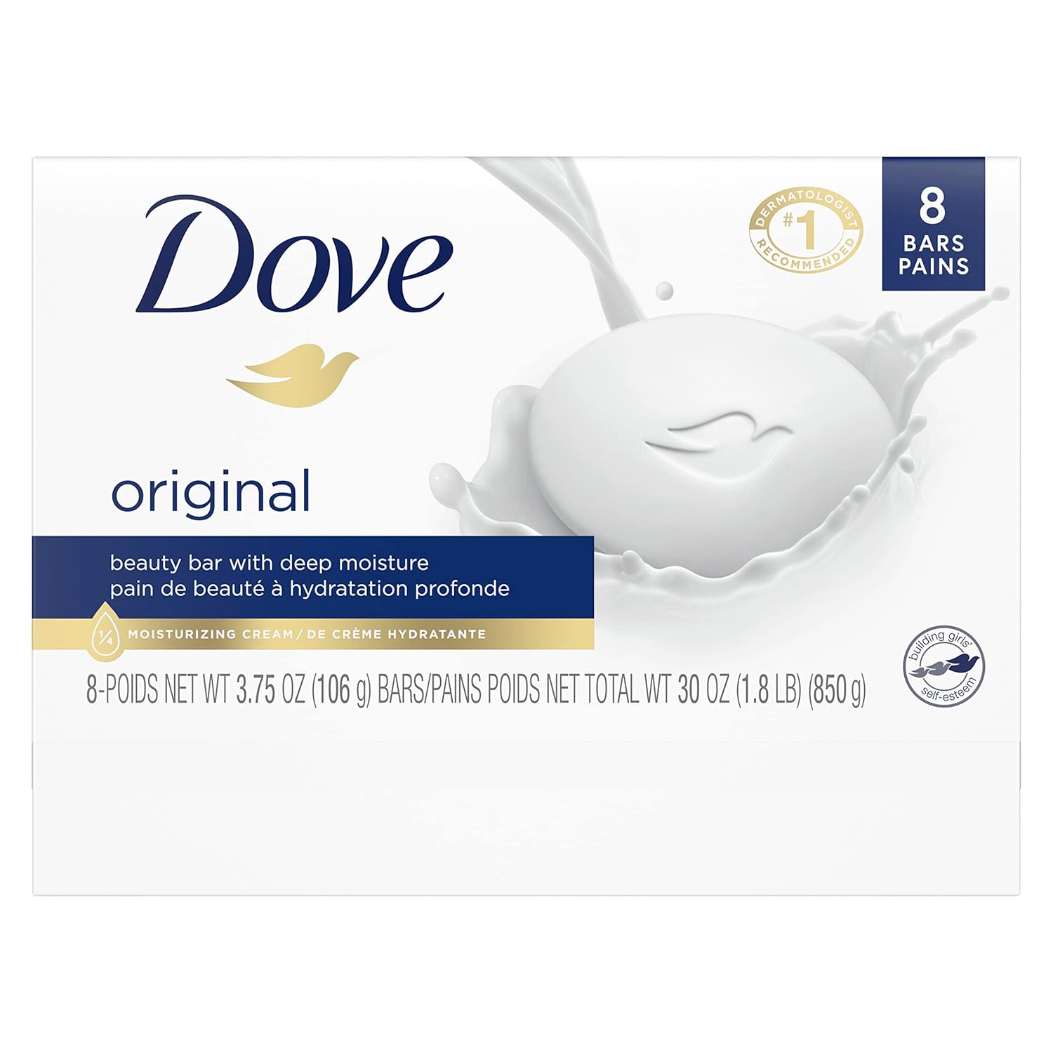 Dove Beauty Bar Gentle Skin Cleanser Moisturizing for Gentle Soft Skin Care Original Made With 1/4 Moisturizing Cream 3.75 oz, 14 Bars