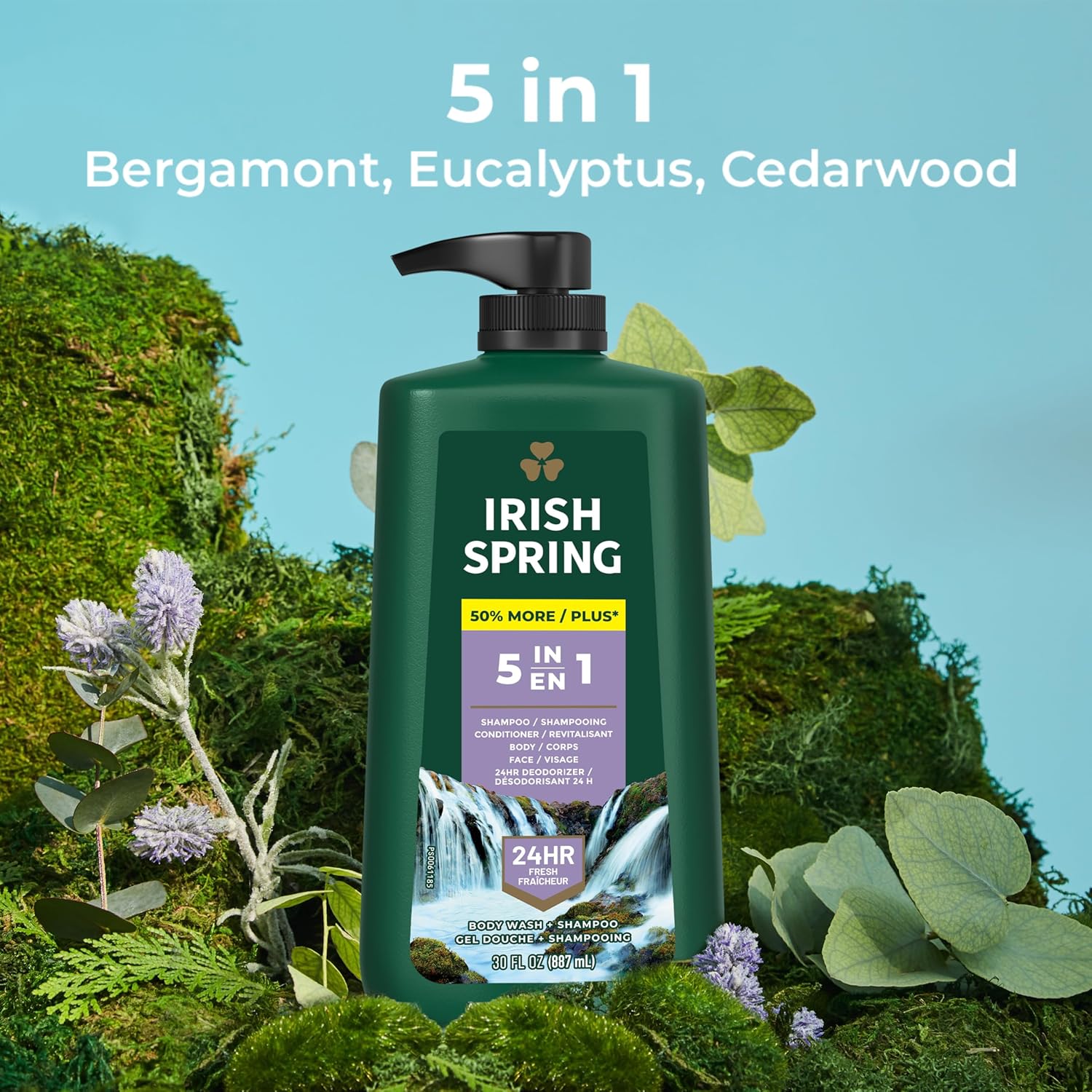 Irish Spring Mens Body Wash, Moisture Blast Body Wash for Men, Feel Fresh All Day, 30 Oz Pump Bottle