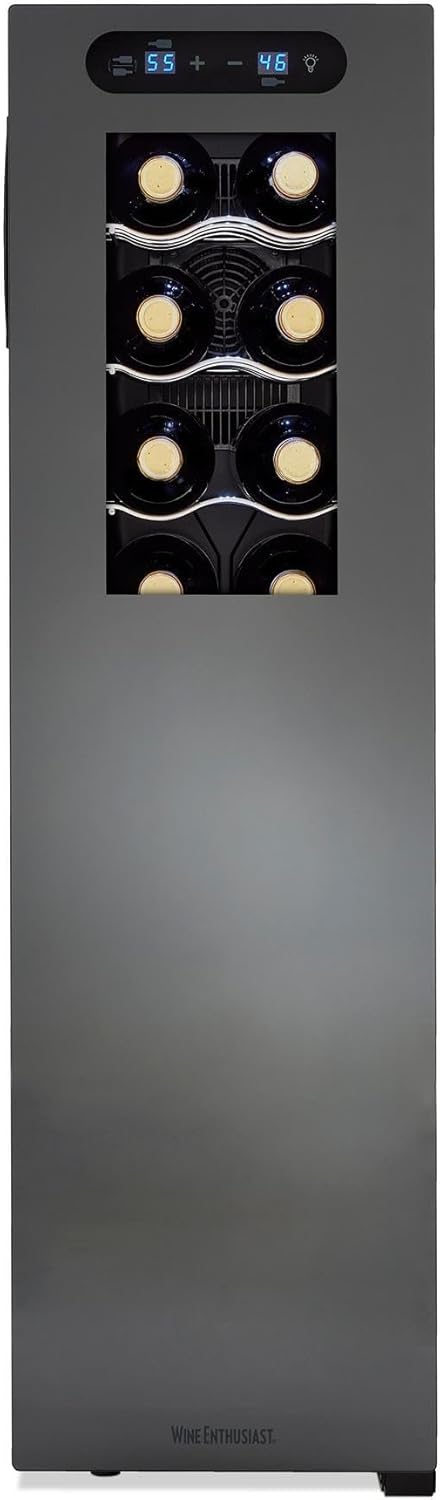 Wine Enthusiast 32-Bottle Dual Zone MAX Compressor Wine Cooler - Freestanding Refrigerator with Split Storage & Temperature, Digital Touchscreen, & LED Display