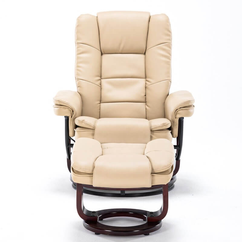 Contemporary Multi-Position Recliner and Curved Ottoman with Swivel Base