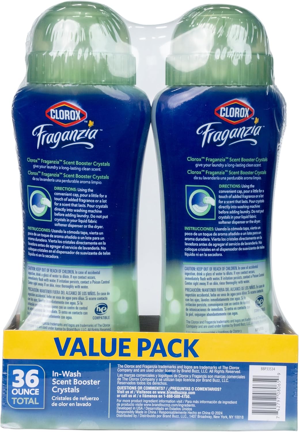 Clorox Fraganzia In-Wash Scent Booster Crystals in Ocean Scent, 18 Oz Twin Pack | Laundry Scent Booster Crystals | In-wash Scent Booster for Fresh Laundry in Ocean Scent 18 Ounce Twin Pack, 36oz