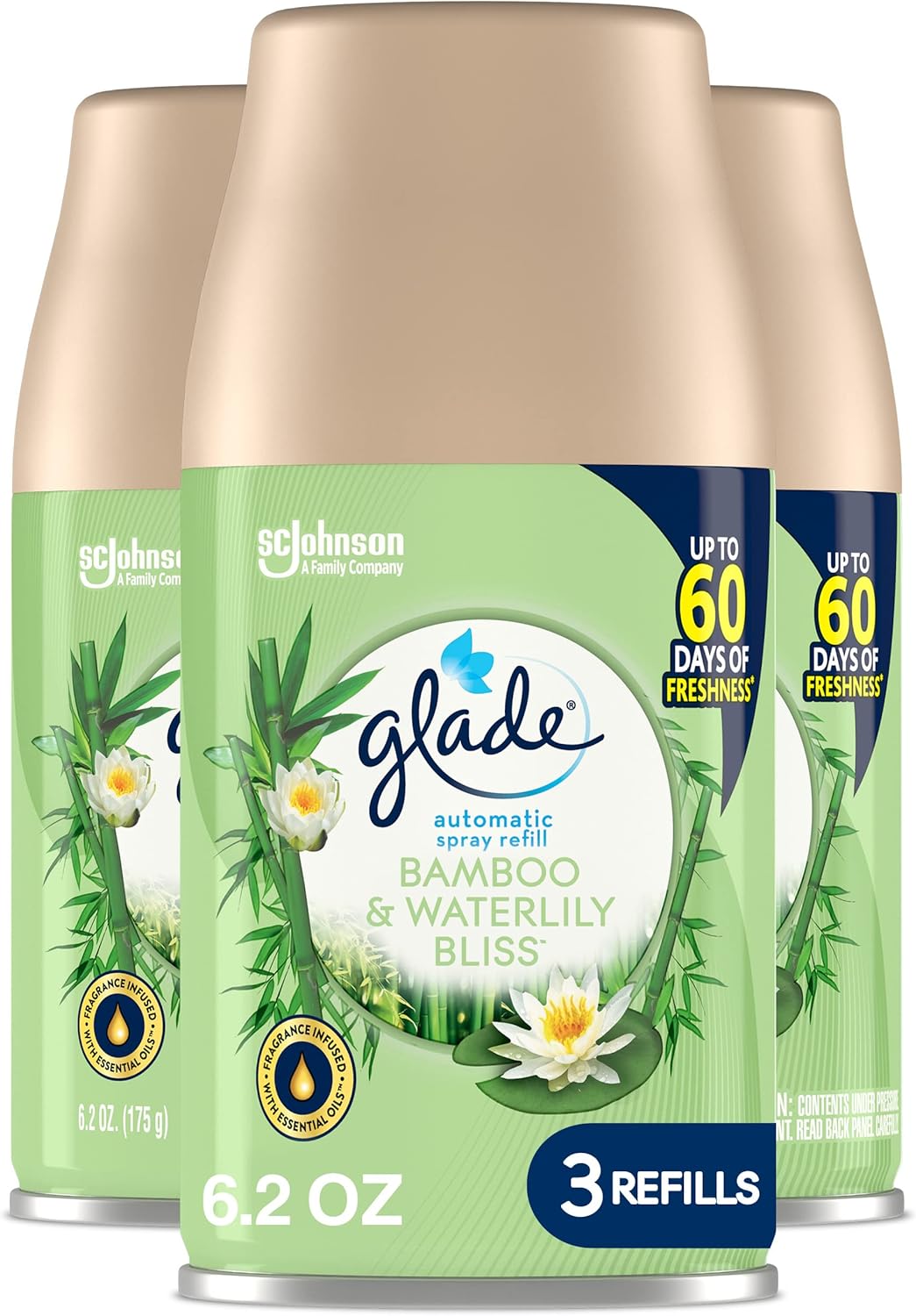 Glade Automatic Spray Air Freshener Refill, Scented Air Freshener for Home and Bathroom, Clean Linen, 6.2 Oz, 3 Count