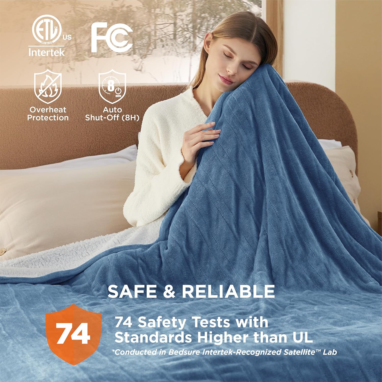 Bedsure Heated Blanket Electric Throw - Soft Flannel Electric Blanket, Heating Blanket with 4 Time Settings & 6 Heat Settings, Warm Blanket Gift for Grandma (50x60 inches, Grey)