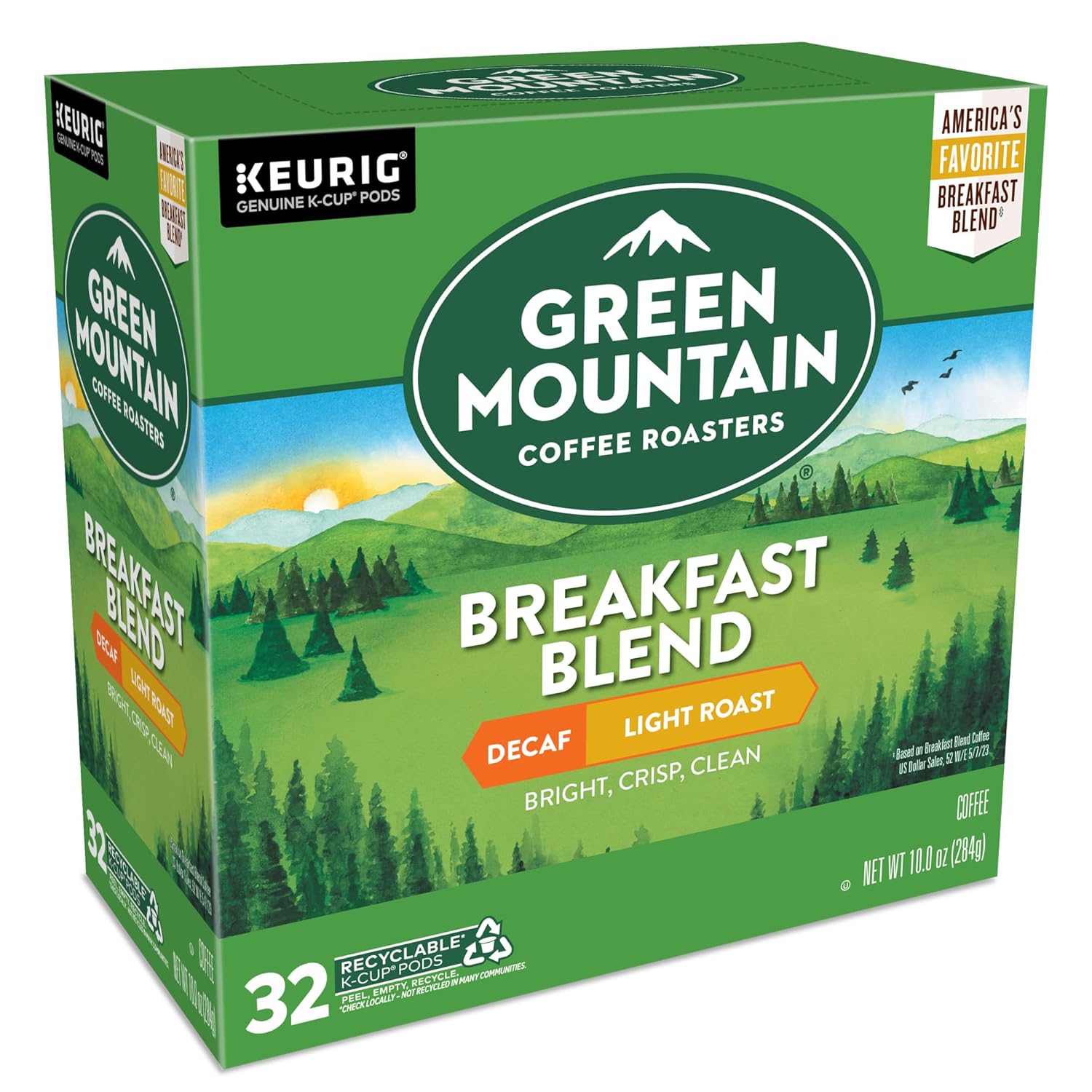 Green Mountain Coffee Roasters Breakfast Blend Single-Serve Keurig K-Cup Pods, Light Roast Coffee, 96 Count