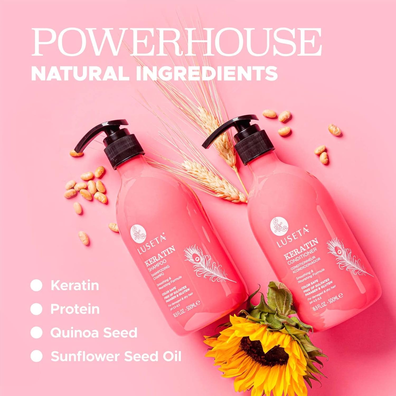 Luseta Biotin Shampoo and Conditioner for HairGrowth - Thickening Shampoo for Thinning Hair andHair Loss - Infused with Argan Oil to Repair DamagedDry Hair - Sulfate Free Paraben Free-2 x 16.9 fl oz