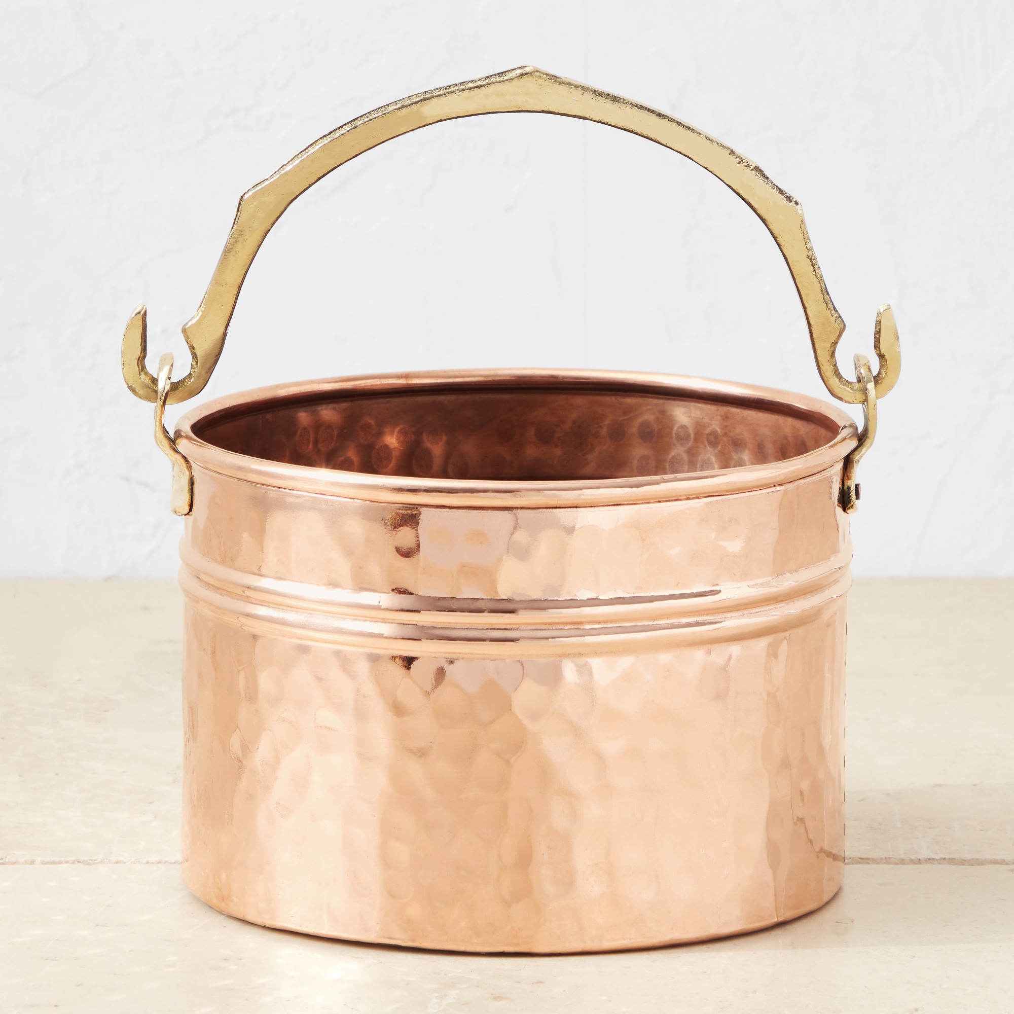 Copper Round Ribbed Planter