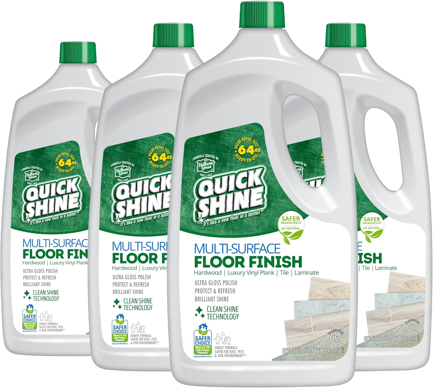 Quick Shine Multi Surface Floor Finish 64oz | Cleaner & Polish to use on Hardwood, Laminate, Luxury Vinyl Plank LVT, Tile & Stone