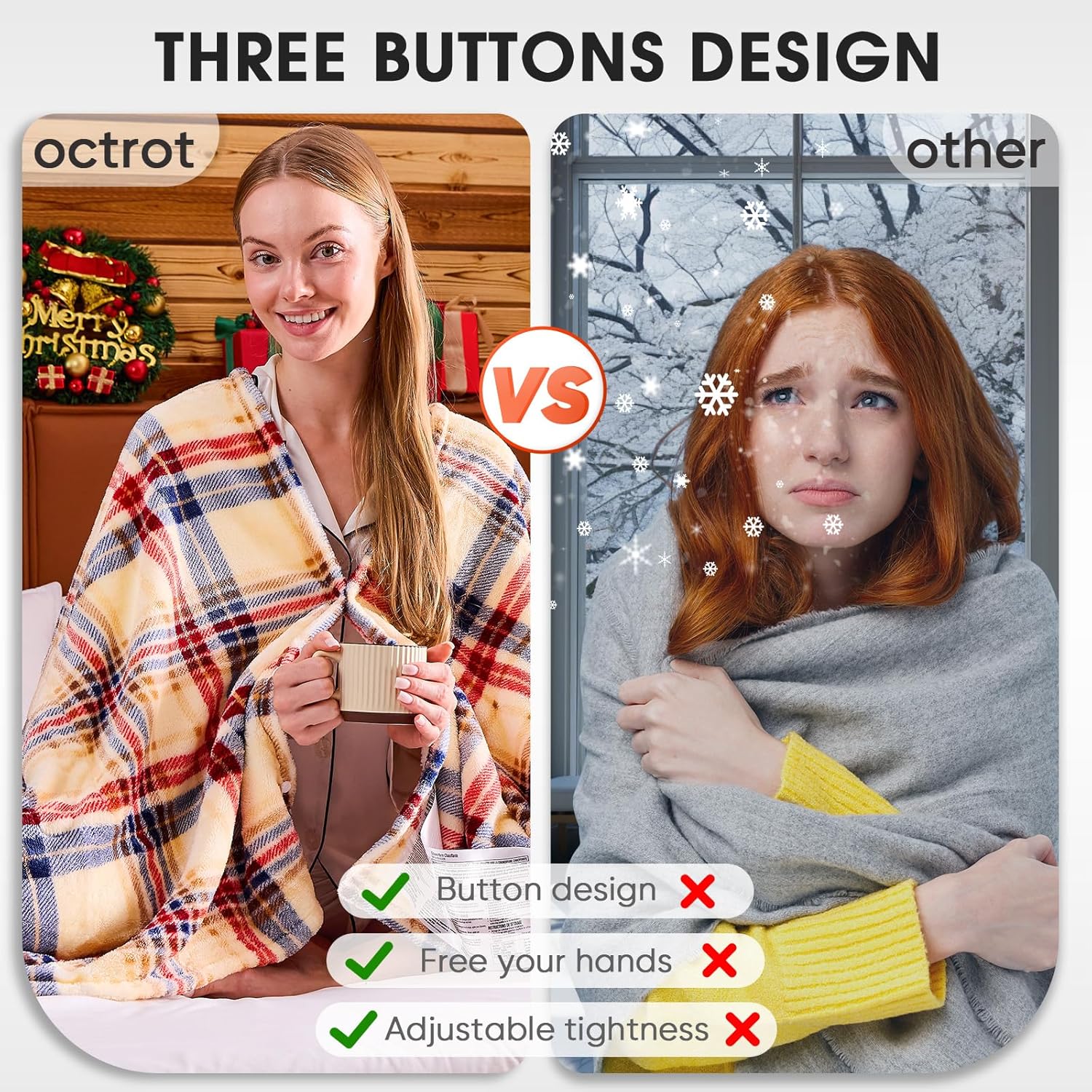 Heated Blanket Electric Throw, 50X60, Heating Throw with 10 Heating Levels/8 Hours Auto Off, Navy Blue Plaid Checkered Sherpa Blanket Warmer for Adults, Washable Blanket Gift for Couch Bed Office, ETL