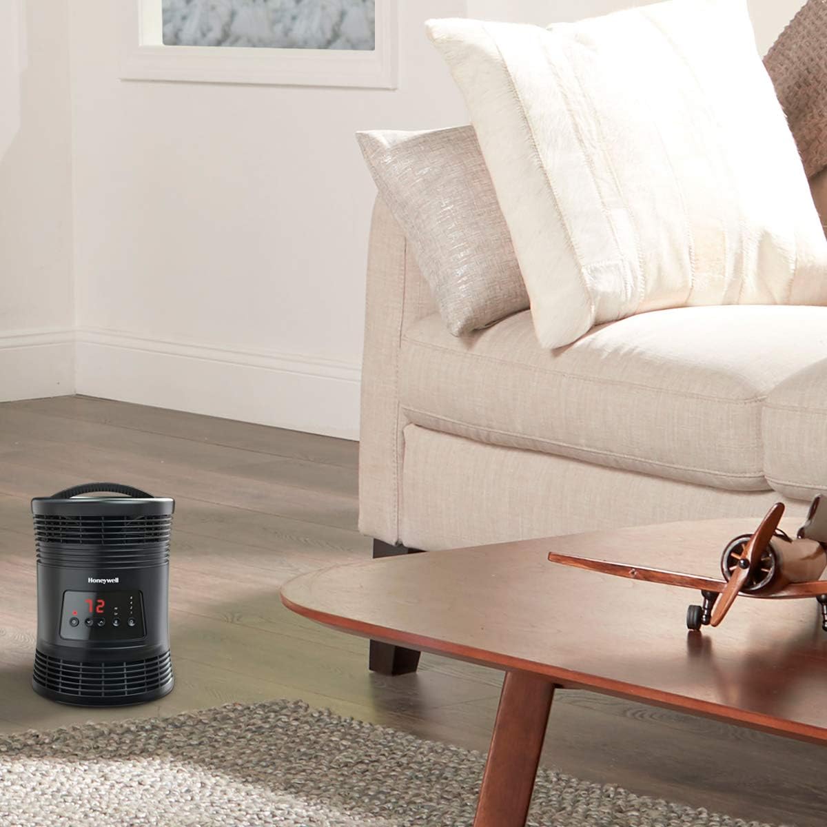 Honeywell HHF360V 360 Degree Surround Fan Forced Heater with Surround Heat Output Charcoal Grey Energy Efficient Portable Heater with Adjustable Thermostat & 2 Heat Settings, Small