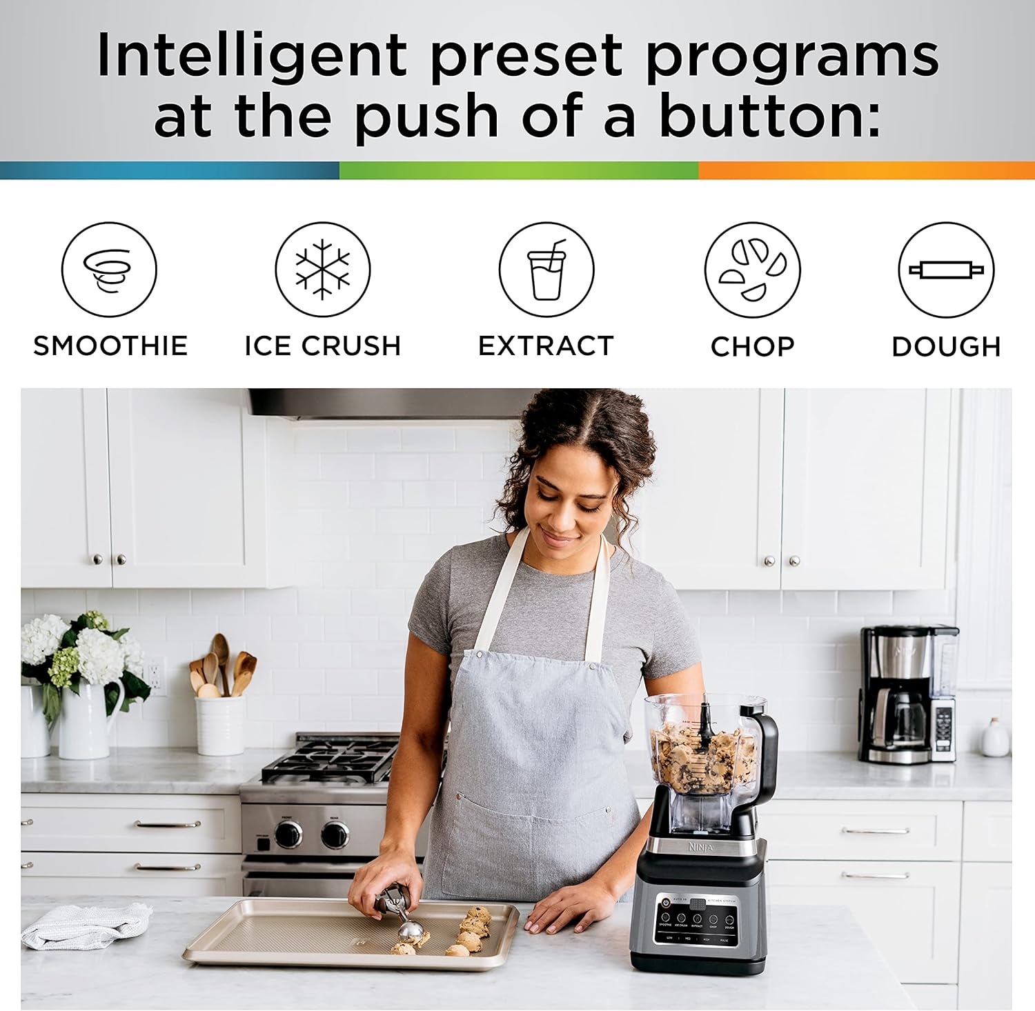 Ninja BN801 Professional Plus Kitchen System, 1400 WP, 5 Functions for Smoothies, Chopping, Dough & More with Auto IQ, 72-oz.* Blender Pitcher, 64-oz. Processor Bowl, (2) 24-oz. To-Go Cups, Grey