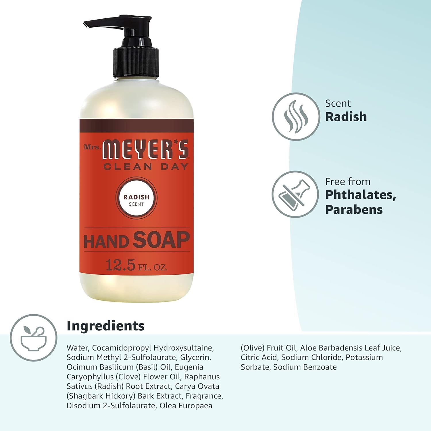 MRS. MEYER'S CLEAN DAY Hand Soap, Made with Essential Oils, Biodegradable Formula, Honeysuckle, 12.5 fl. oz - Pack of 3