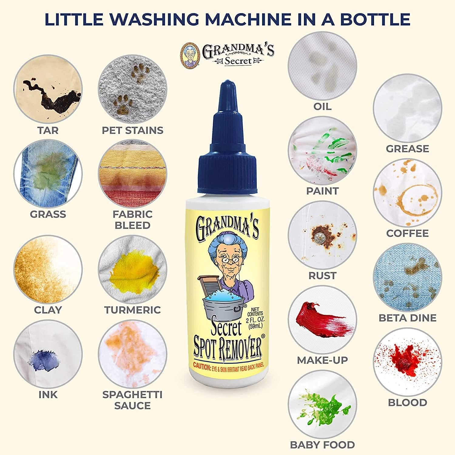 Grandma's Secret Spot Remover Laundry Spray - Chlorine, Bleach and Toxin-Free Fabric Stain Remover for Clothes - Removes Oil, Paint, Blood and Pet Stains - 16 Oz, 2 Pack