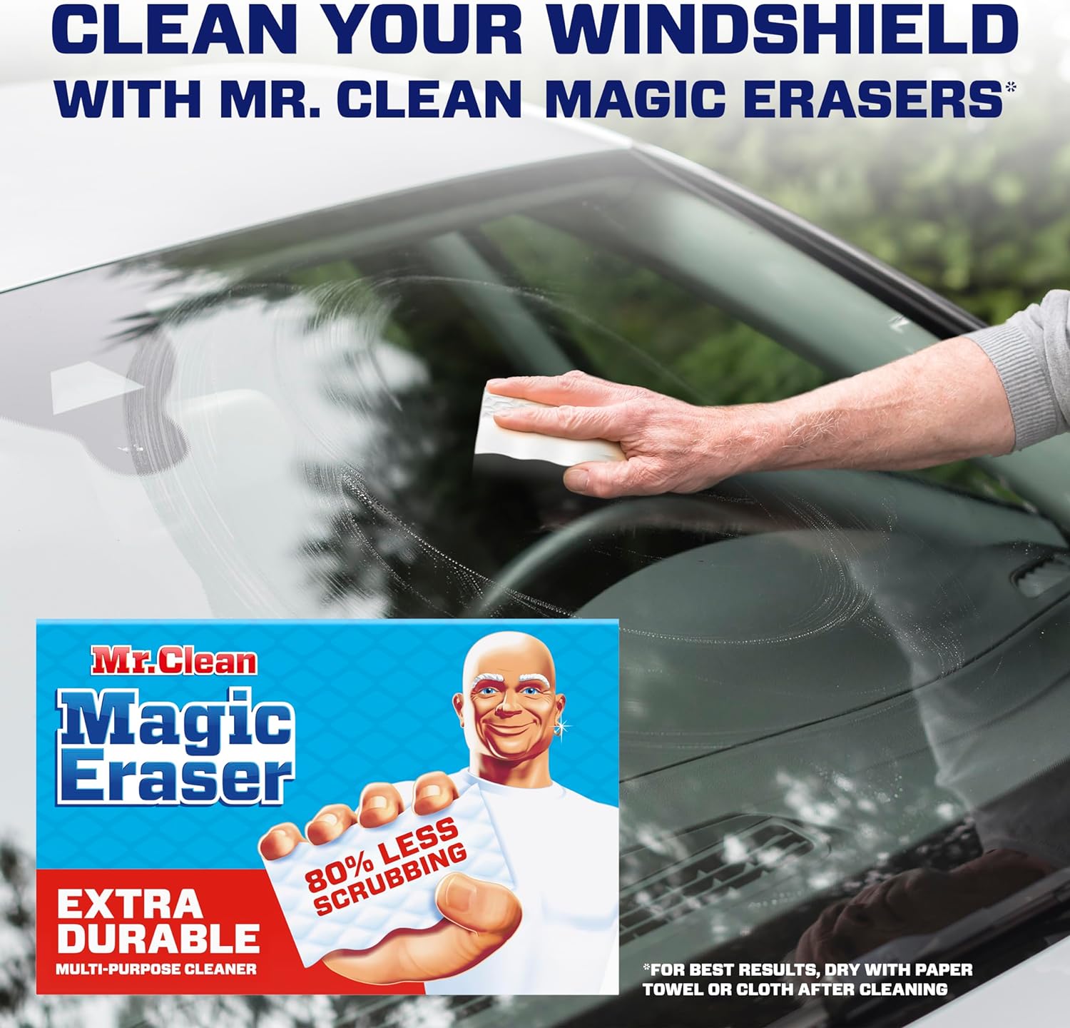 Mr. Clean Magic Eraser, Extra Durable, Shoe, Bathroom, Shower, and Car Window and Windshield Cleaner, Cleaning Pads with Durafoam, 10 Count