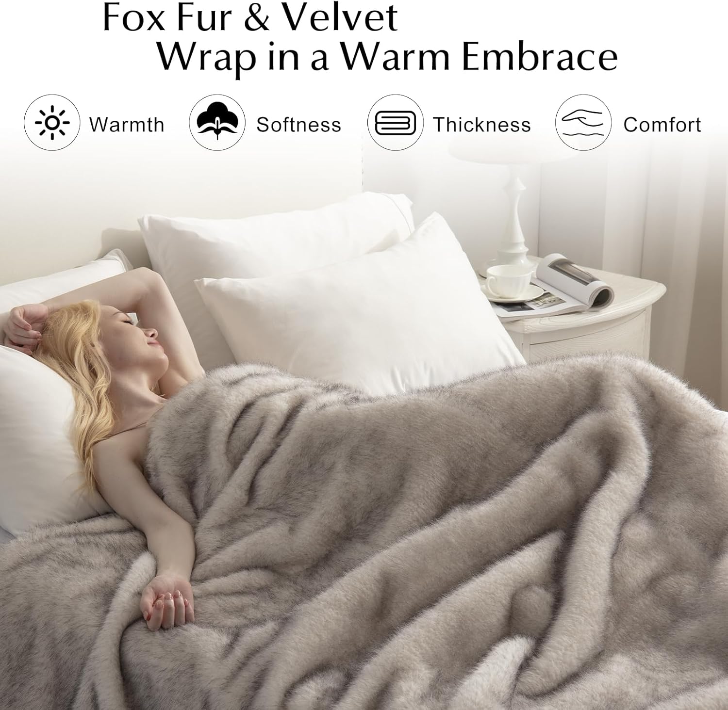 Heated Blanket Throw Size, Soft and Cozy Electric Heating Blanket for Bed, Automatic Safety System 6 Heating Levels & 4 Hours Auto-Off, 50