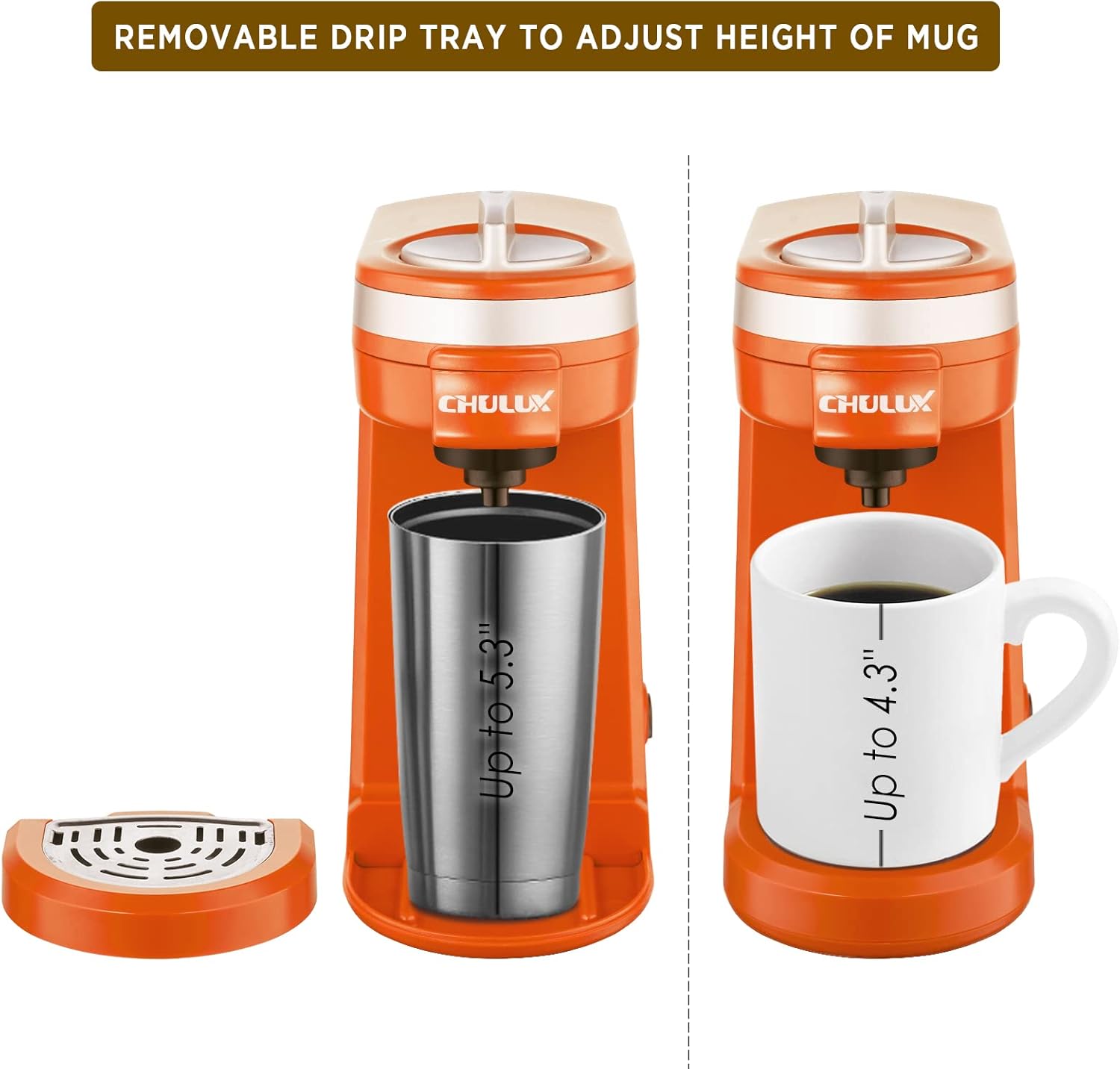 CHULUX Single Serve Coffee Maker for K Capsule and Ground Coffee, Single Cup Coffee Machine, Black