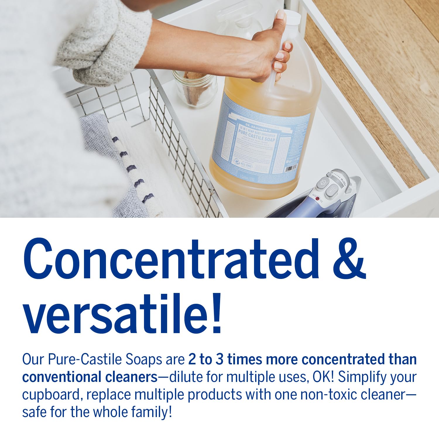 Dr. Bronner's - Pure-Castile Liquid Soap (Baby Unscented, 8 Ounce) - Made with Organic Oils, 18-in-1 Uses: Face, Hair, Laundry, Dishes, For Sensitive Skin, Babies, No Added Fragrance, Vegan, Non-GMO